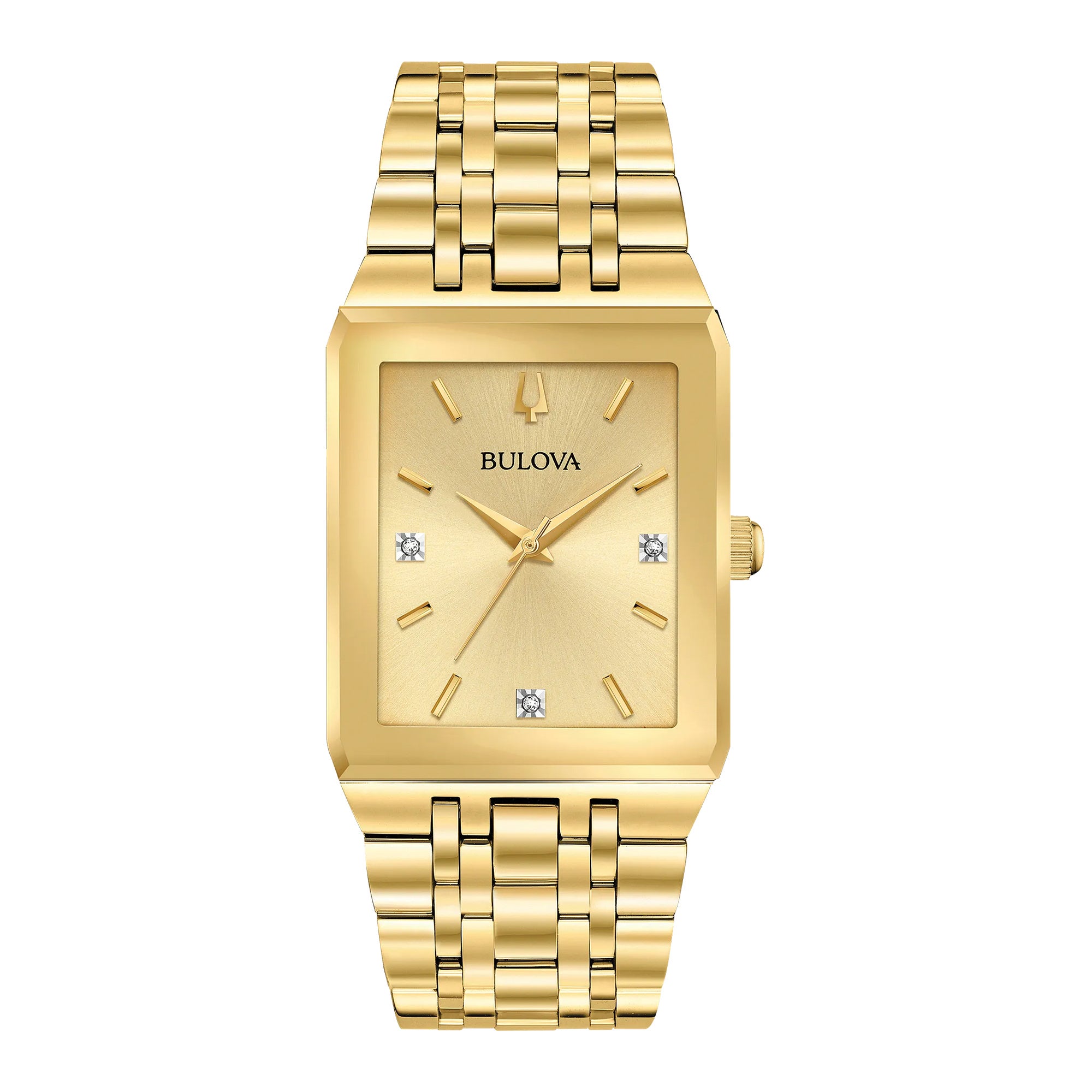 Men's Quadra Modern Gold-Tone Stainless Steel Watch, Champagne Dial