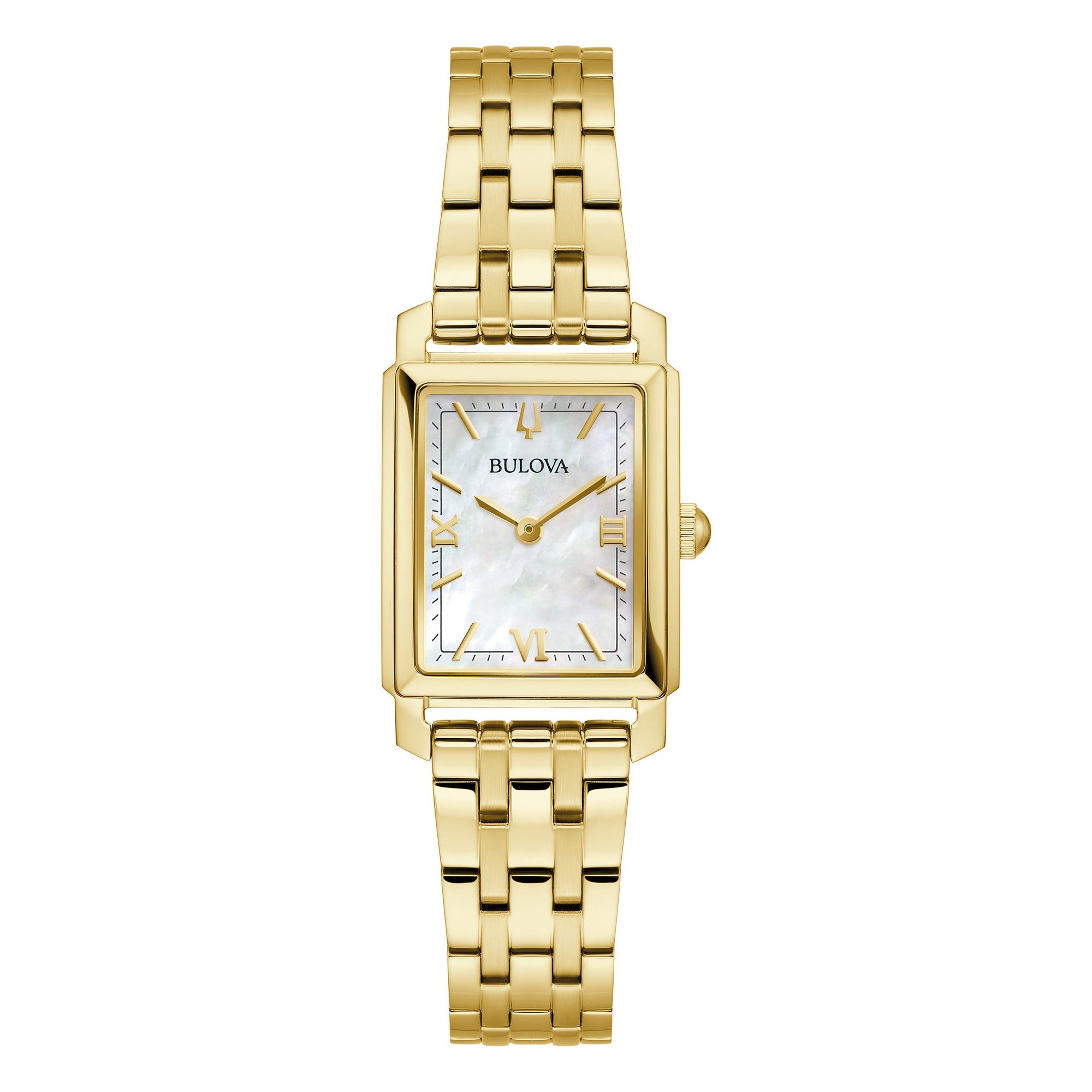 Ladies' Sutton Gold-Tone Stainless Steel Rectangle Watch, Mother-of-Pearl Dial