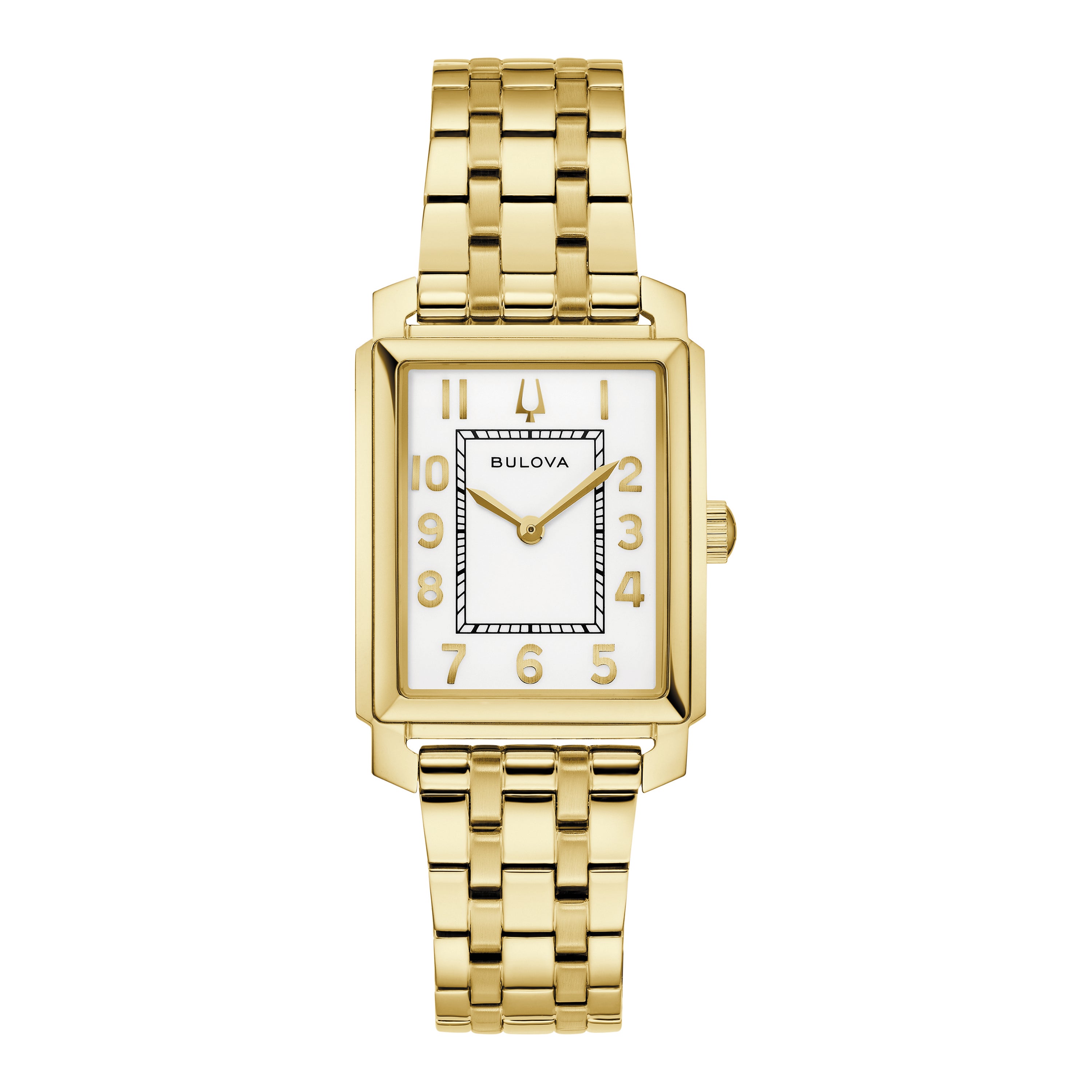 Ladies Sutton Gold-Tone Stainless Steel Rectangle Watch White Dial