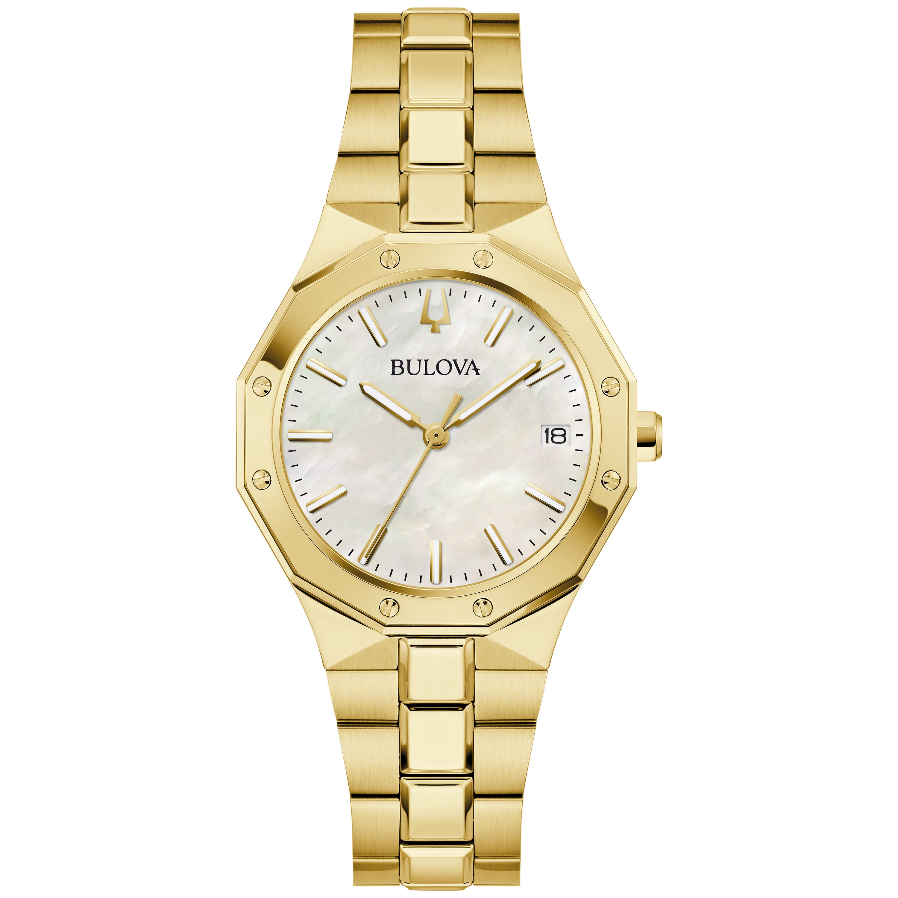 Ladies Prestige Gold-Tone Stainless Steel Watch Mother-of-Pearl Dial