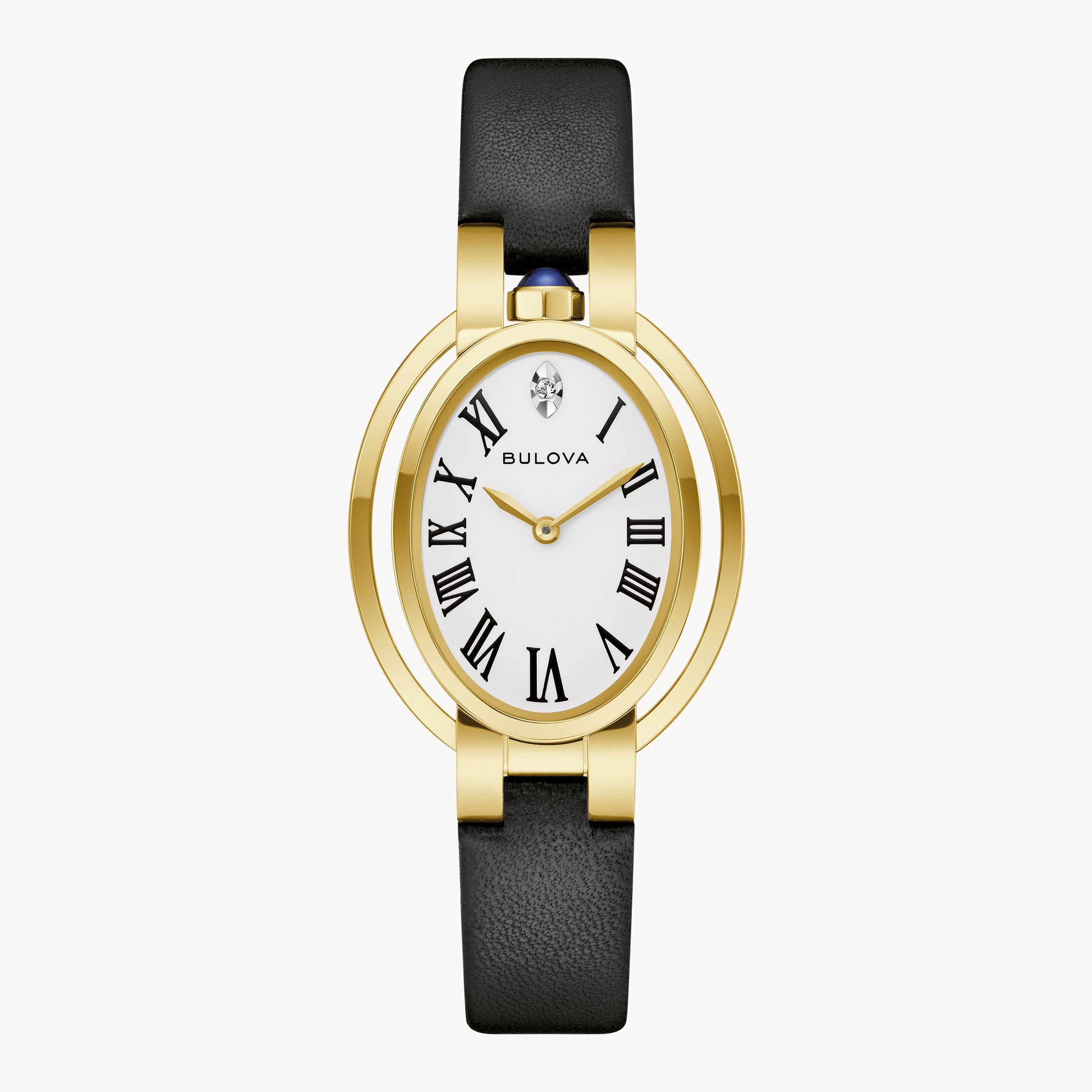 Ladies Rubaiyat "Ella" Apollo Theater Gold & Black Leather Strap White Dial