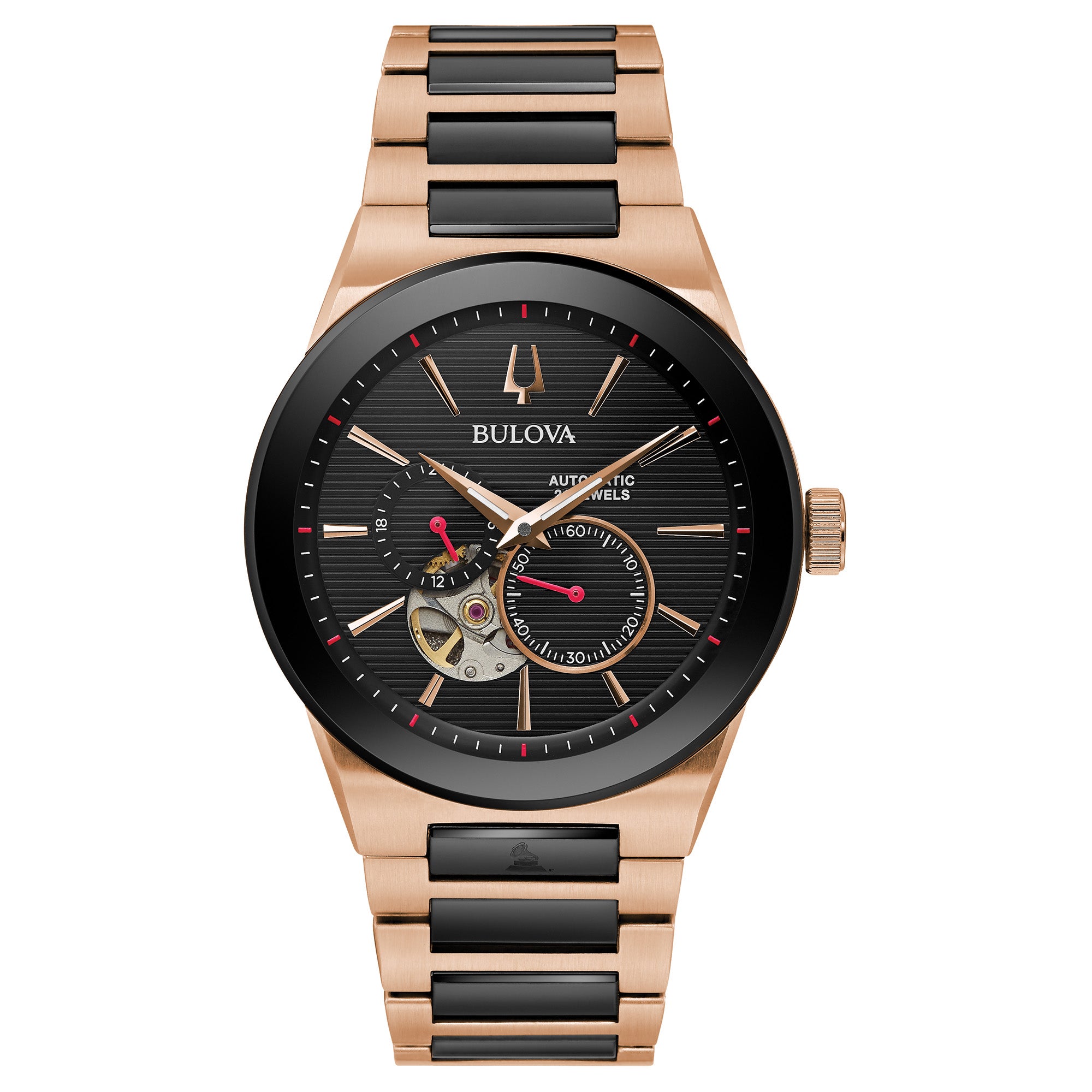 Men's Latin GRAMMY Automatic Black & Rose Gold SS Watch, Black Dial