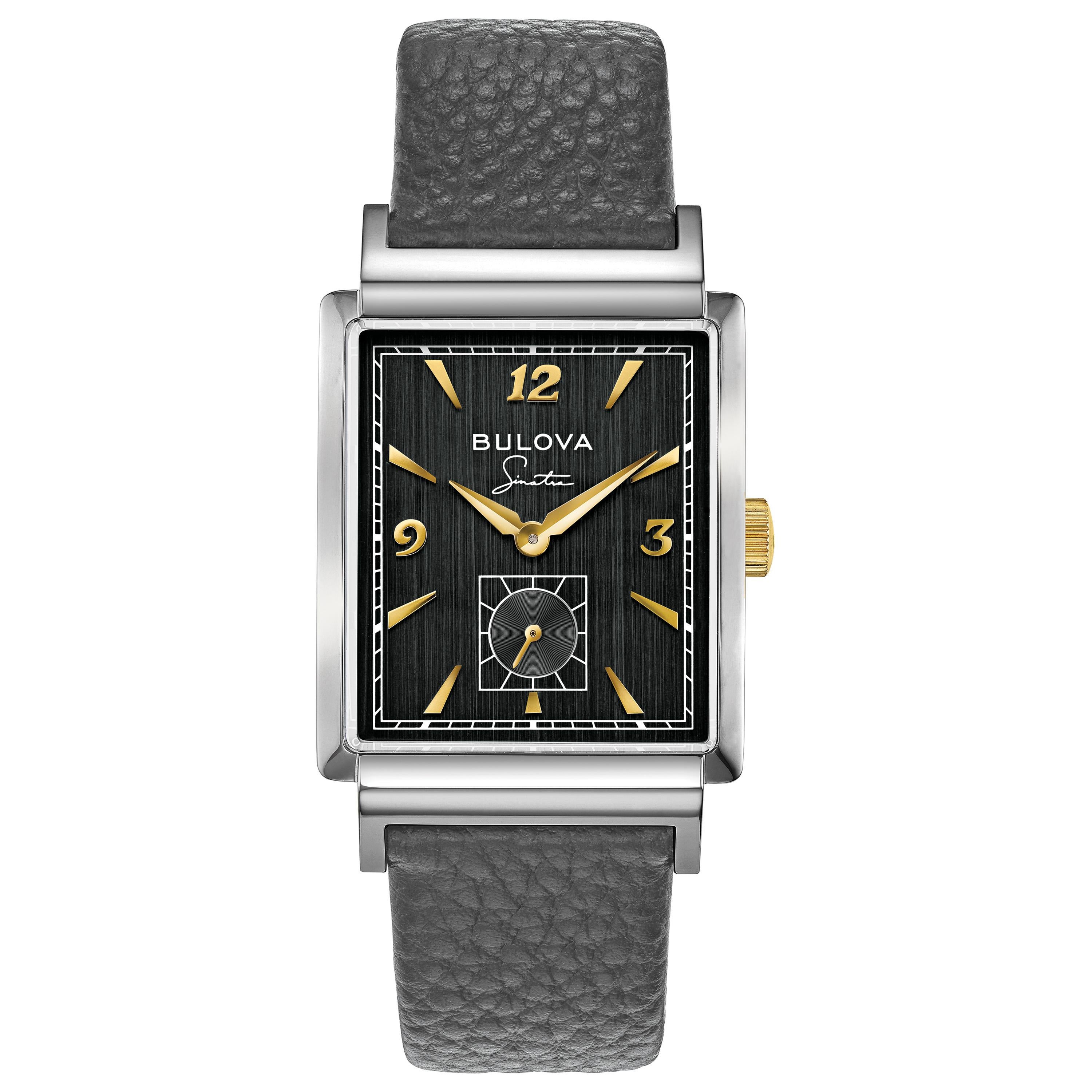Mens My Way Vintage Gray & Silver Leather Watch Black Dial