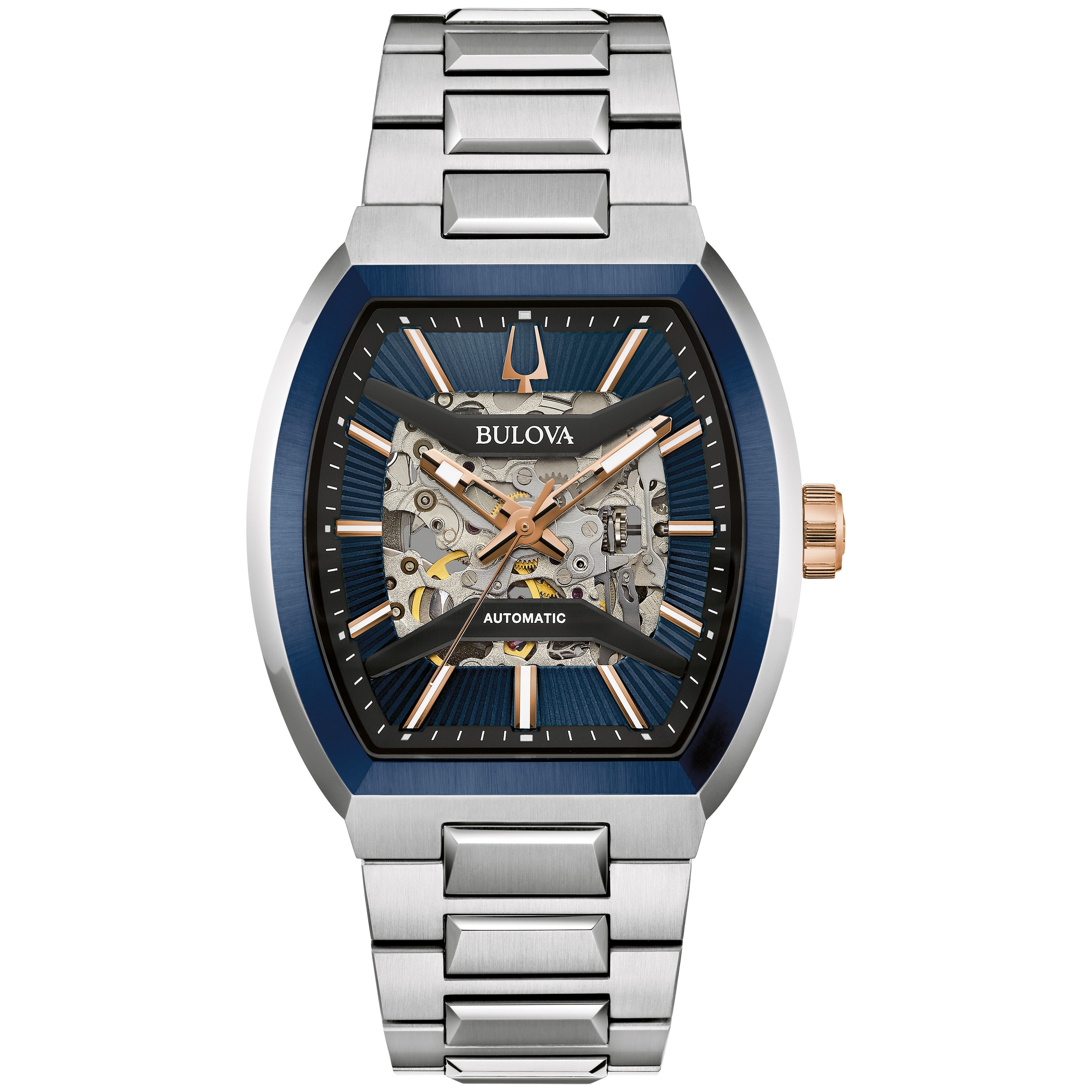 Men's Maquina Automatic Silver-Tone Stainless Steel Watch, Blue Dial