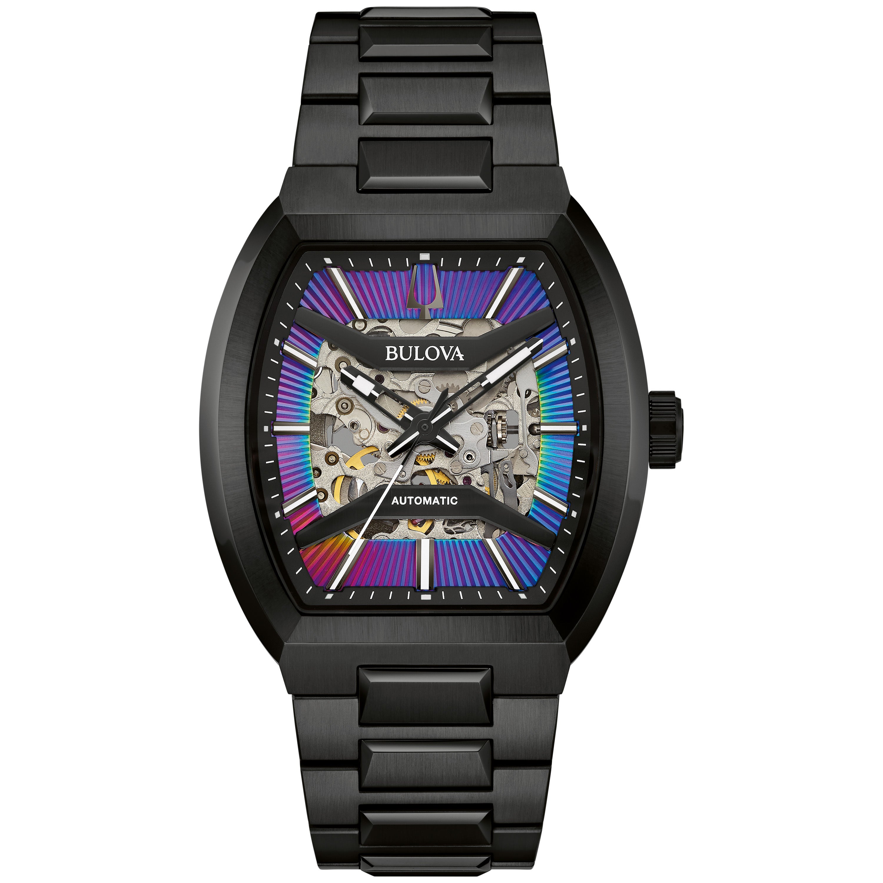 Men's Maquina Automatic Black-Tone Stainless Steel Watch, Rainbow Dial