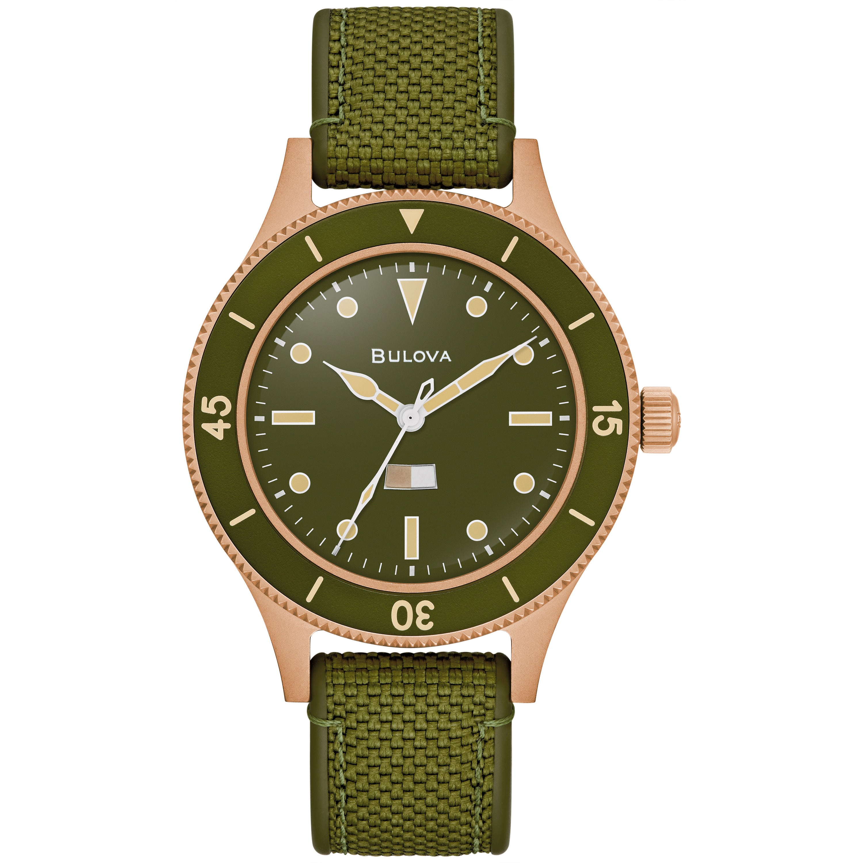 Men's MIL SHIPS Automatic Army Green CORDURA + HNBR Strap Watch, Army Green Dial