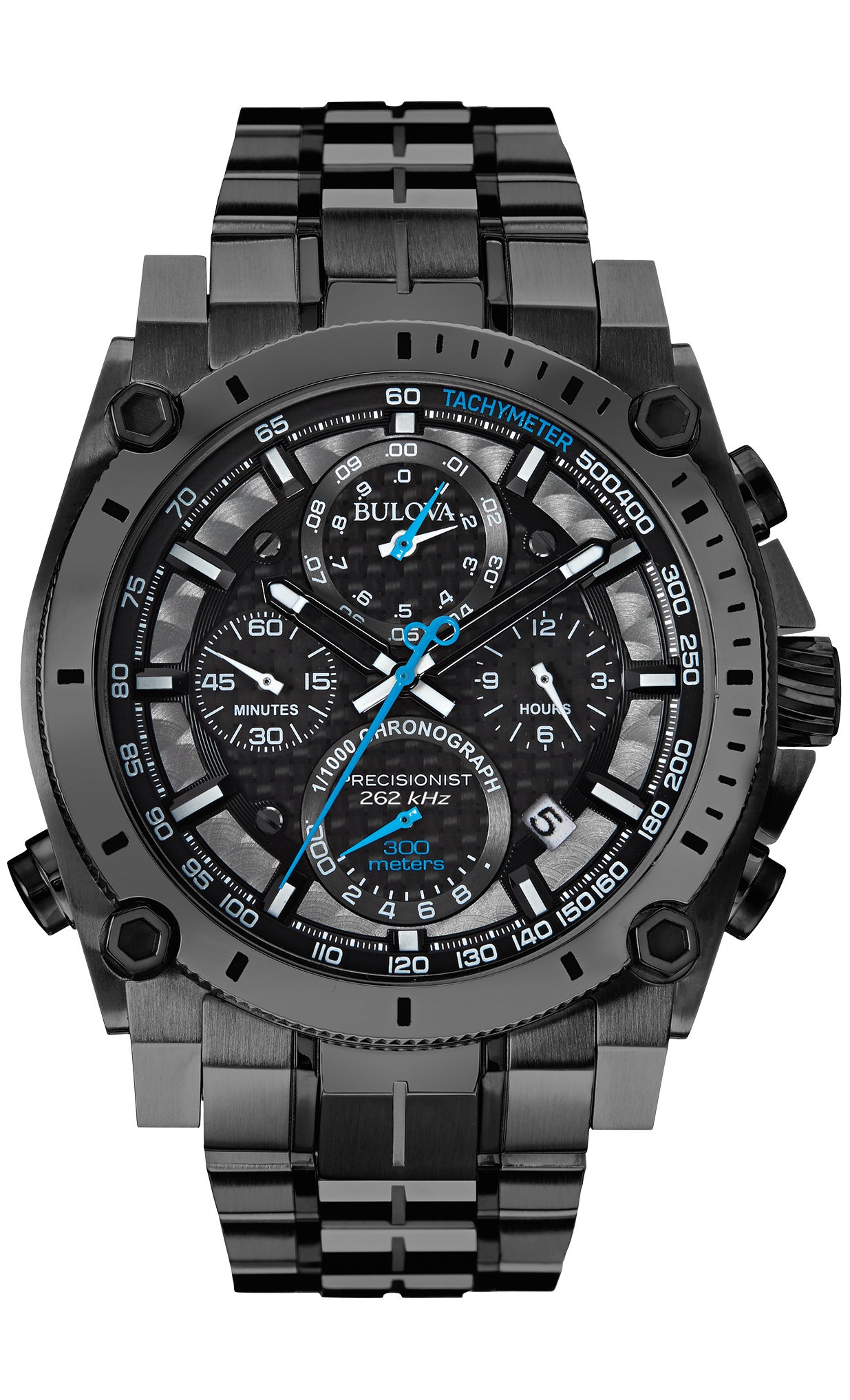 Mens Precisionist Black Stainless Steel Watch Black Dial