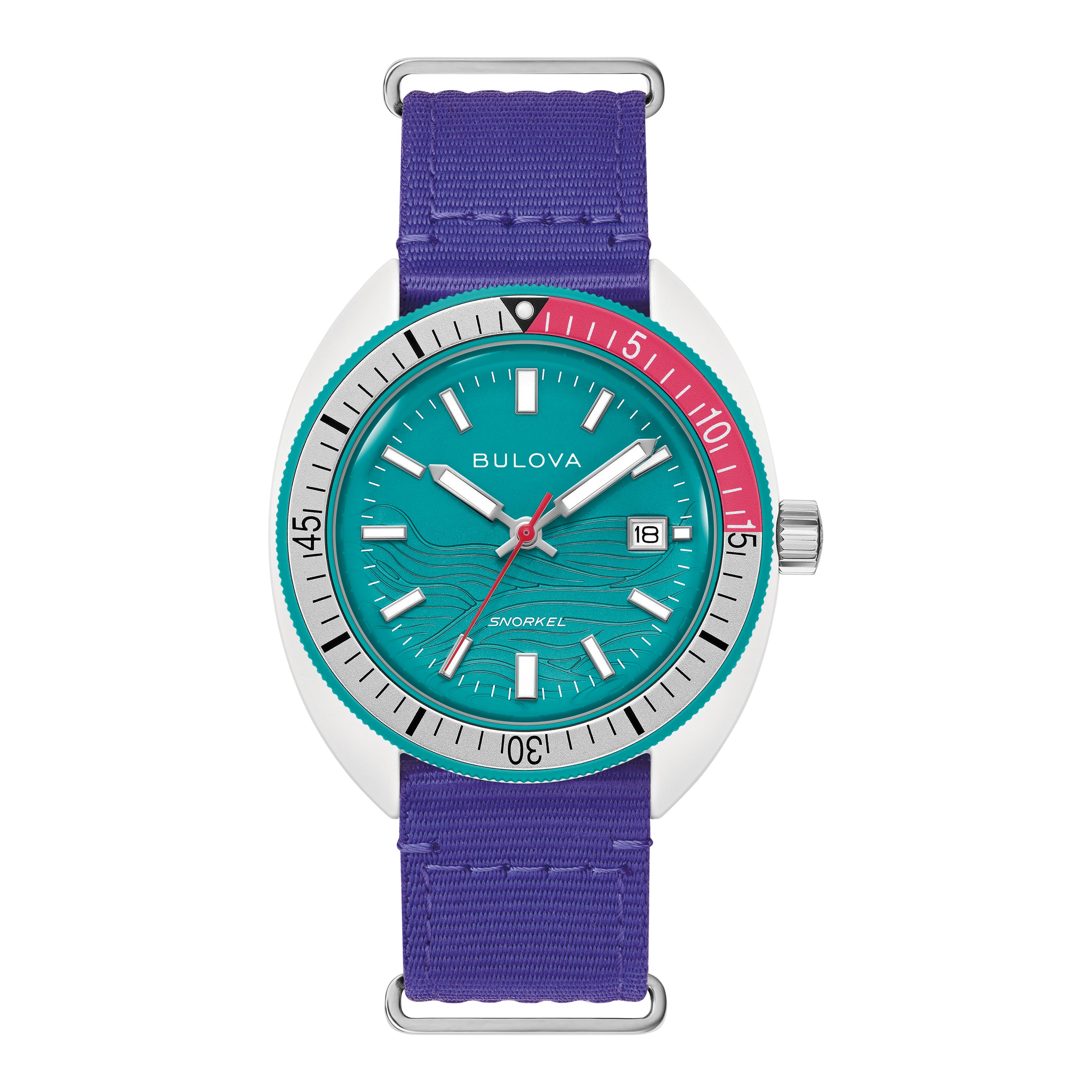 Mens Snorkel #Tide NATO Nylon Violet Strap Watch Teal Dial