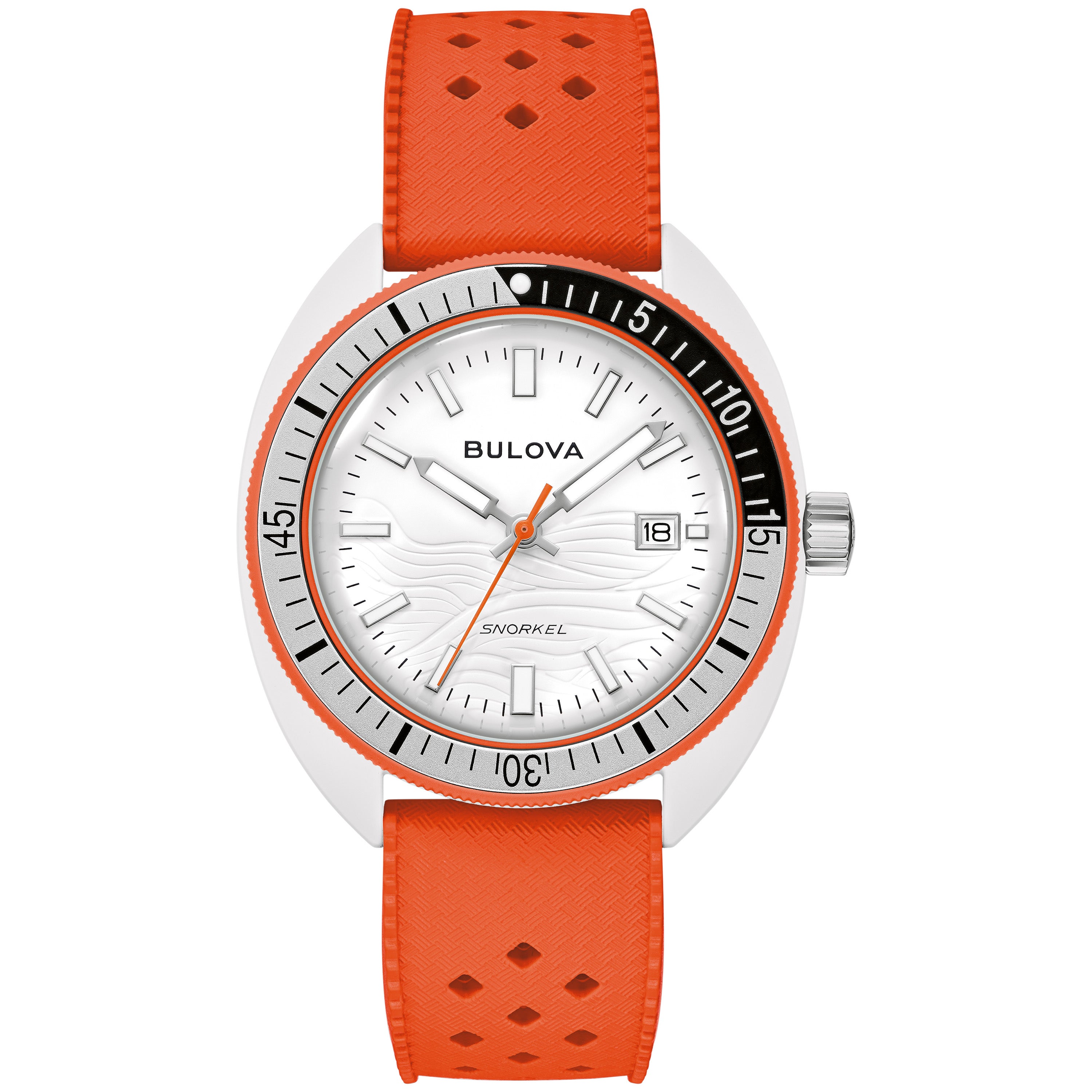 Mens Snorkel Clownfish Orange HNBR Rubber Strap Watch White Dial