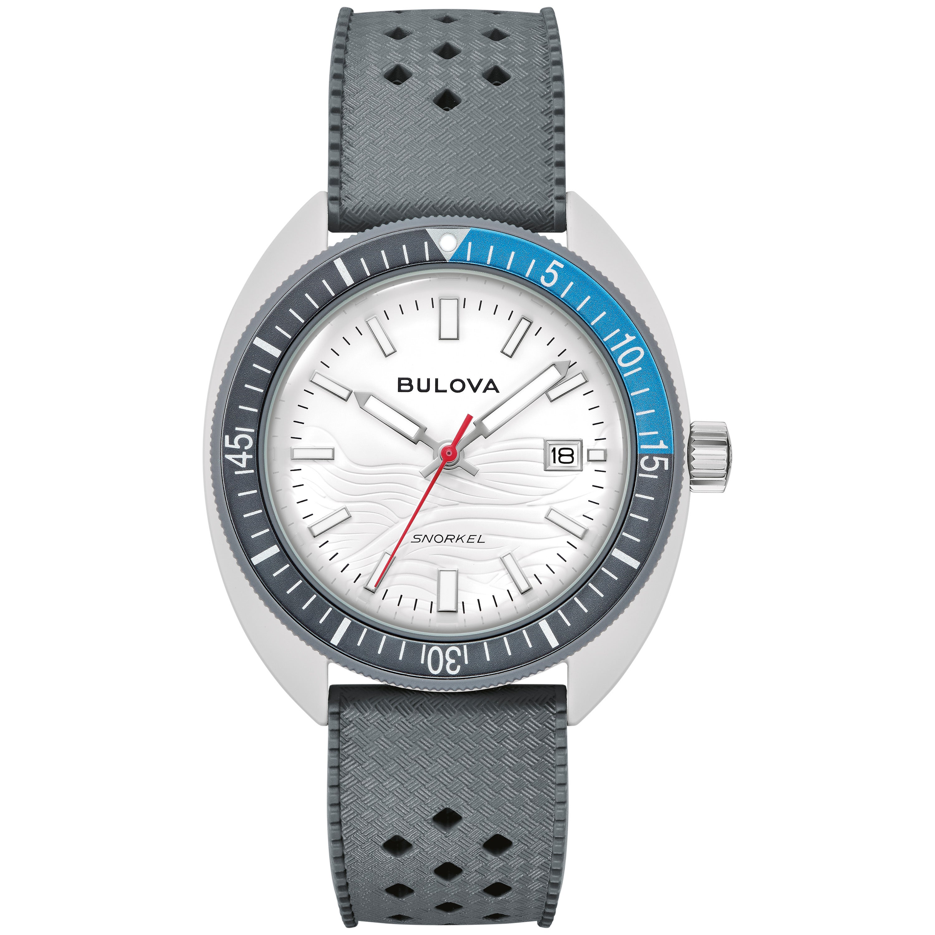 Men's Snorkel Great White Shark Gray HNBR Rubber Watch, White Dial