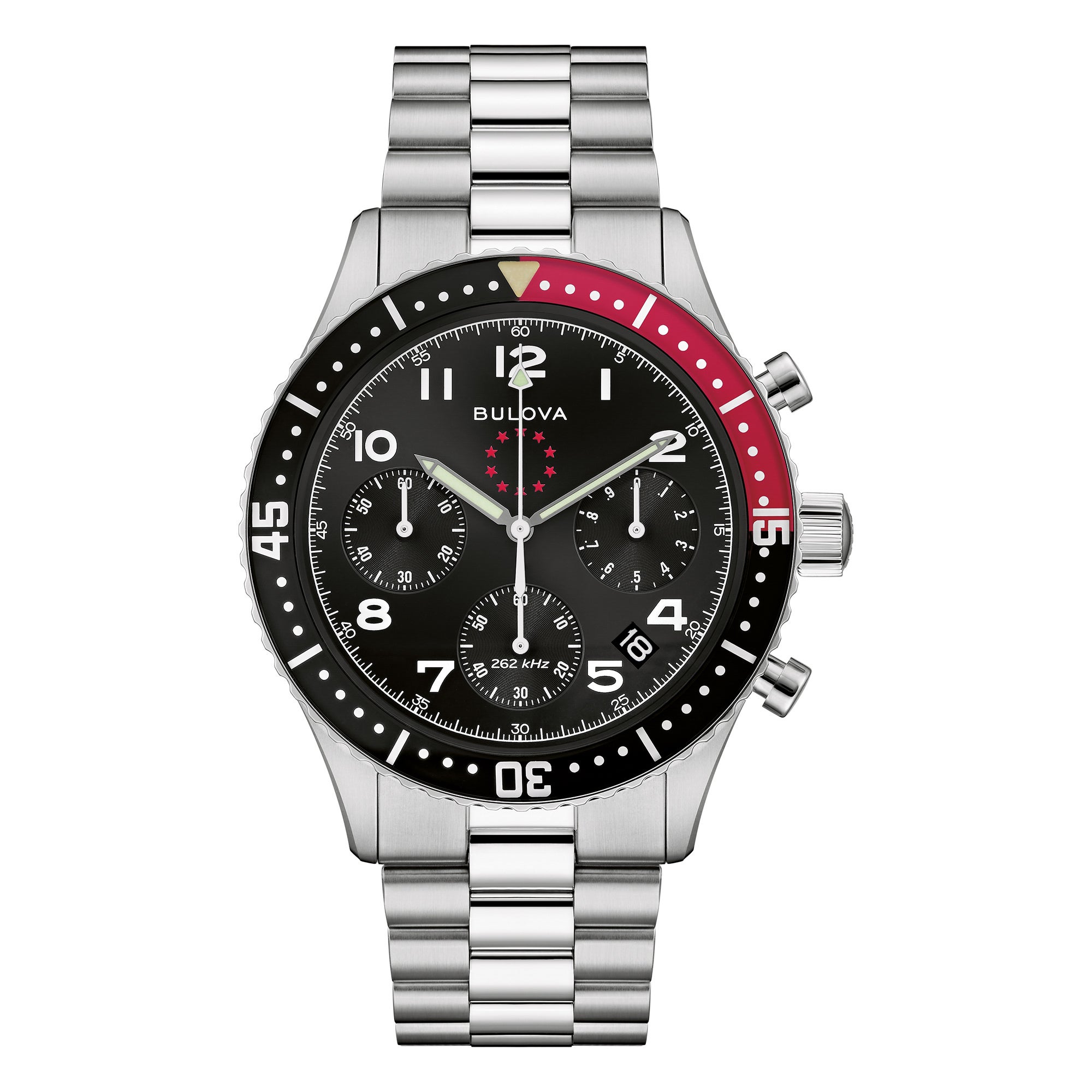Mens Marine Star Heritage HPQ Precisionist Silver-Tone SS Watch Black Dial