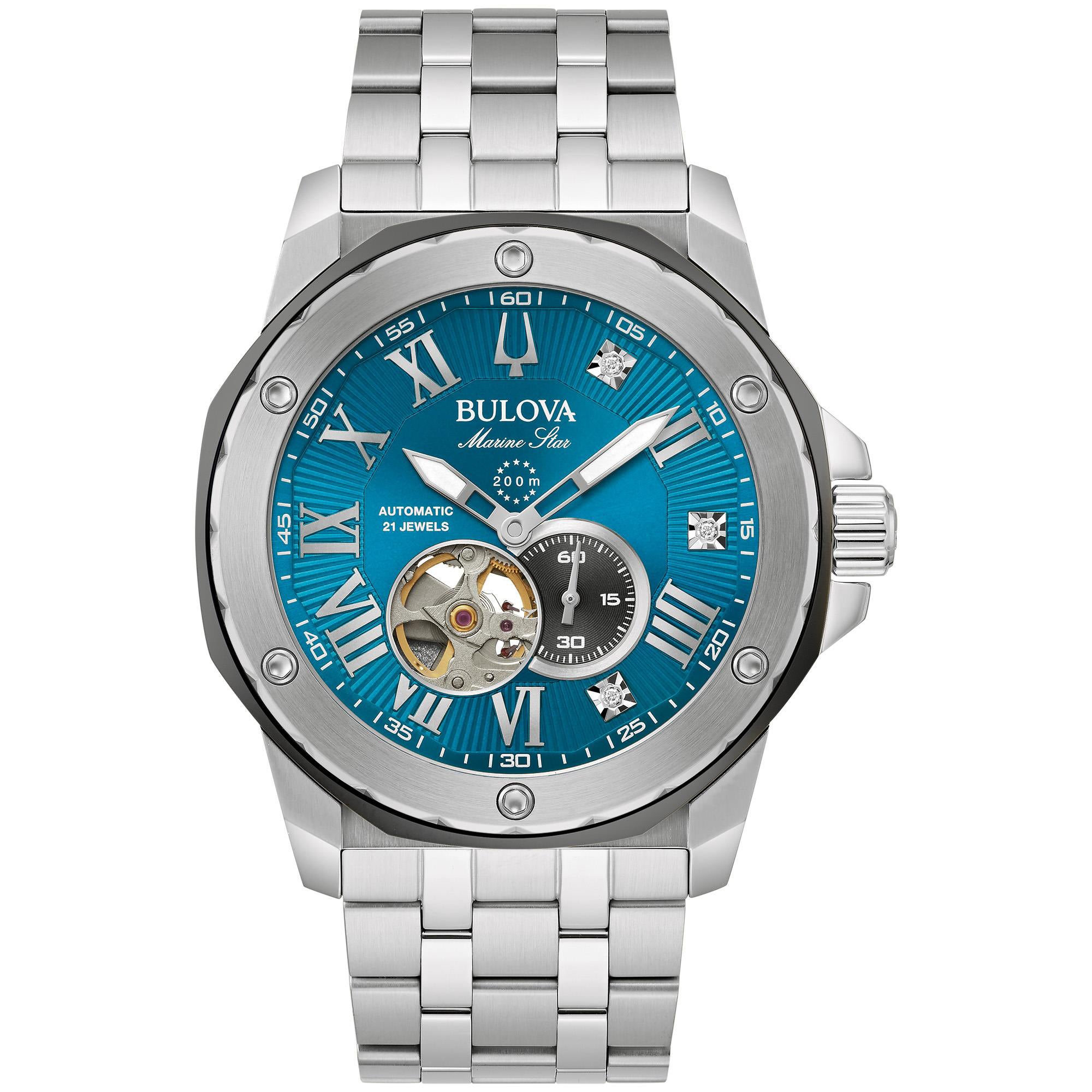 Men's Marine Star Marc Anthony Automatic Silver-Tone SS Watch, Blue Dial
