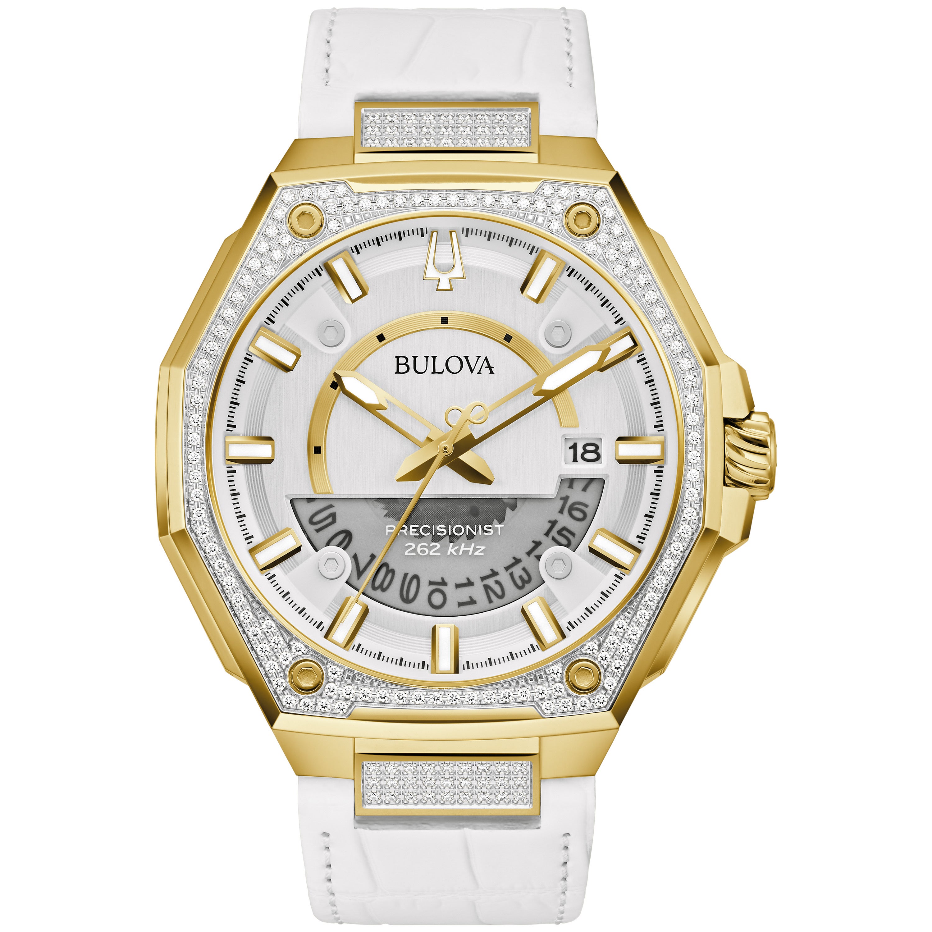 Men's Series X Precisionist Diamond & White Leather Strap Watch, White Dial