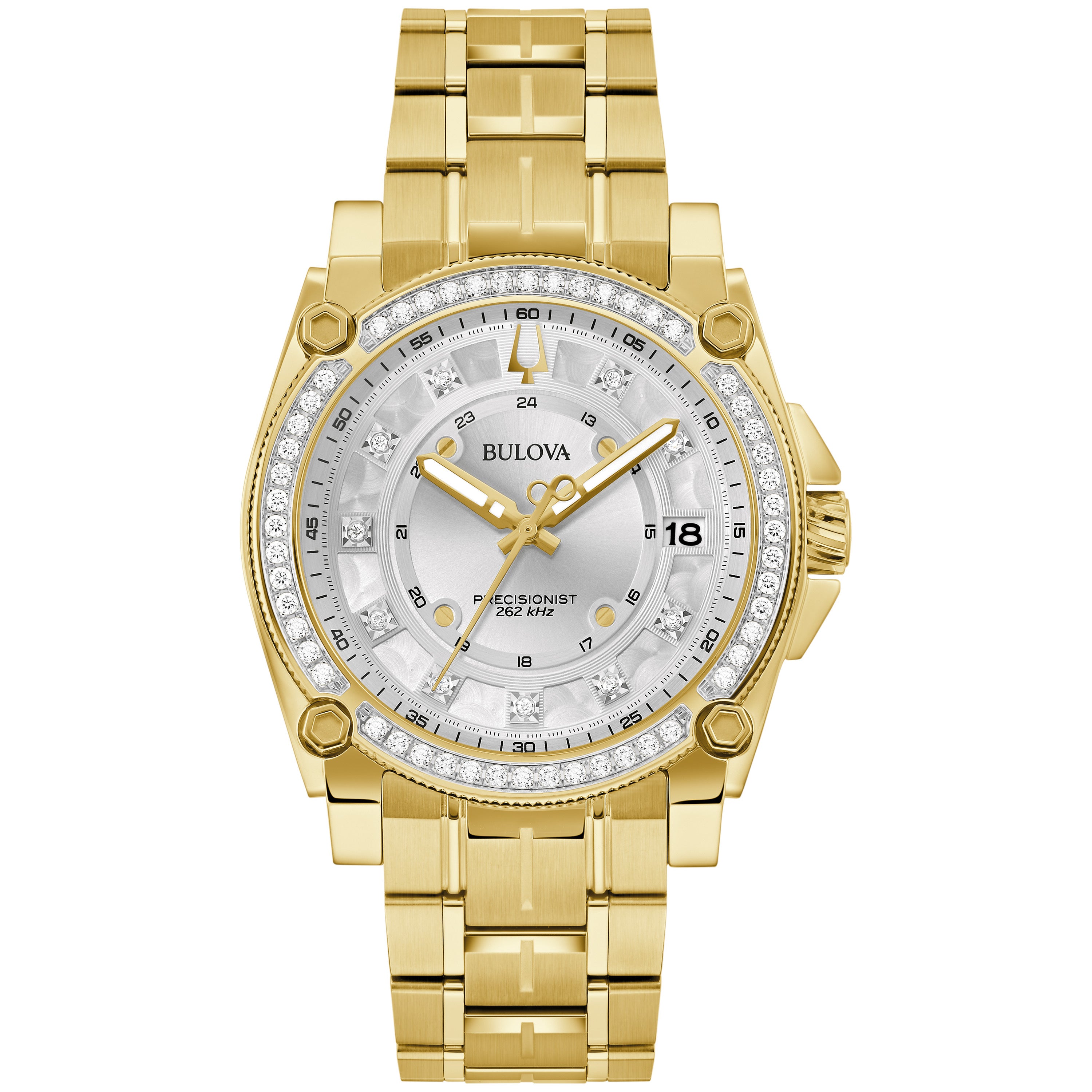 Men's Icon Precisionist Diamond & Gold-Tone Stainless Steel Watch, White Dial