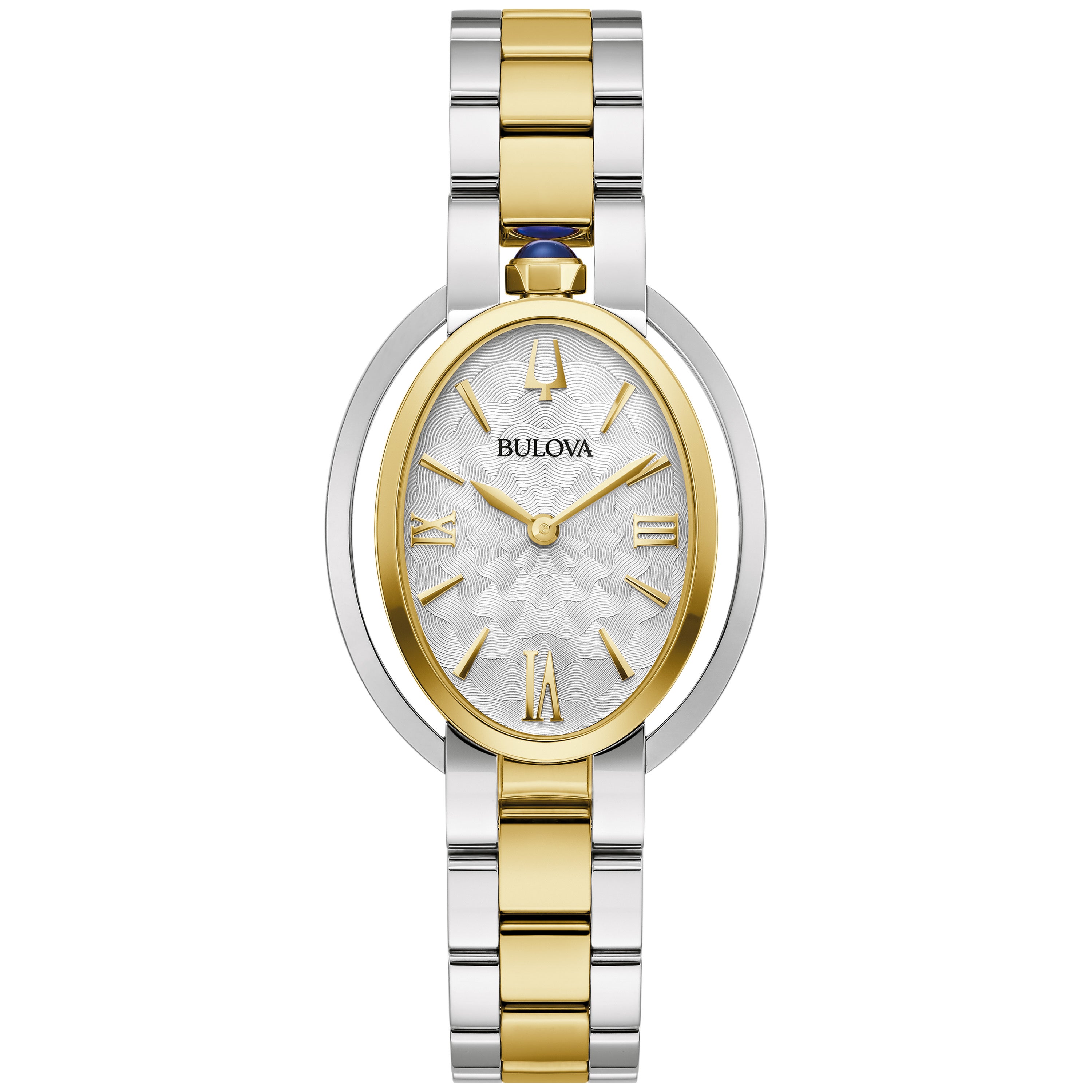 Ladies' Rubaiyat Two-Tone Stainless Steel Oval Watch, Silver Dial