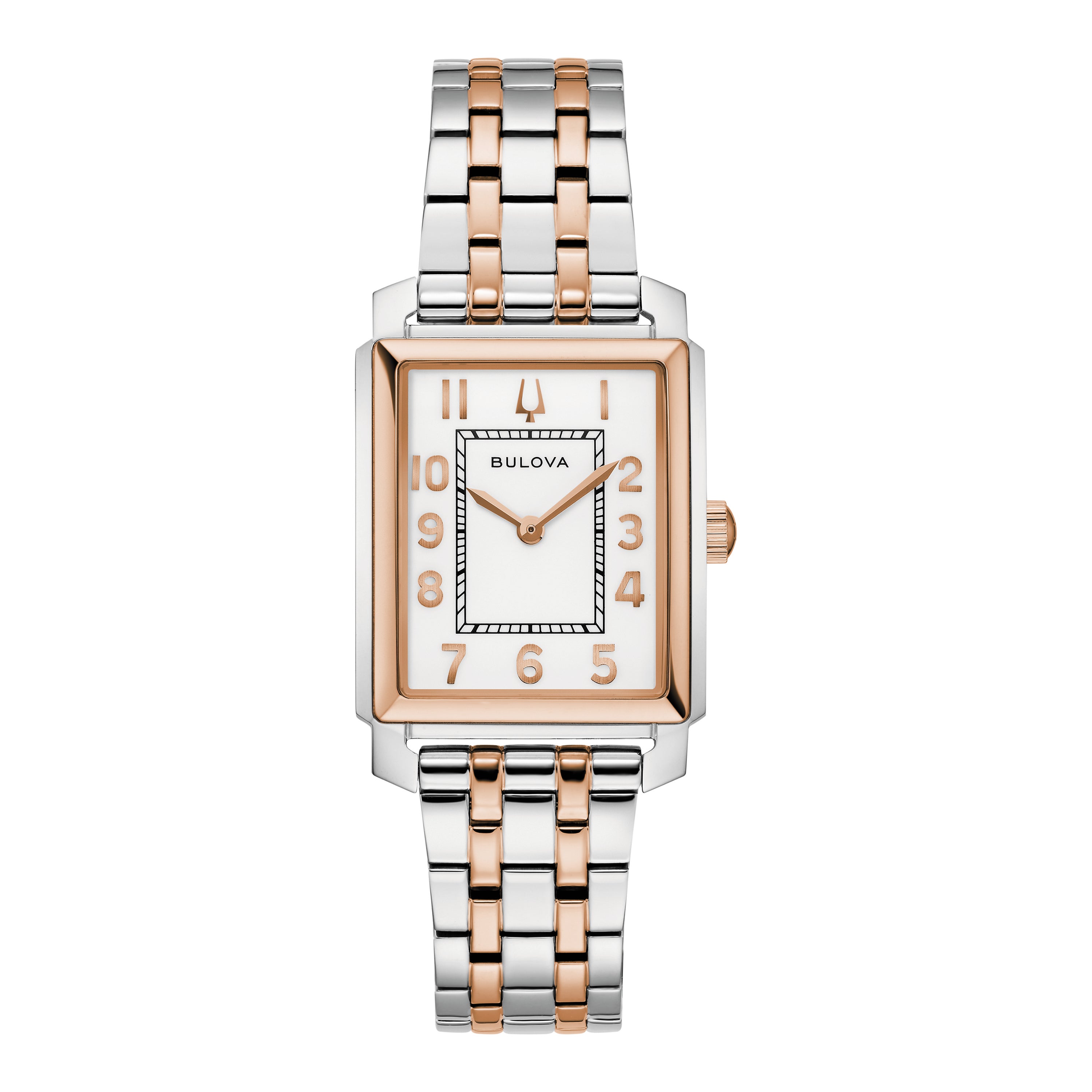 Ladies Sutton 2-Tone Stainless Steel Rectangle Watch White Dial