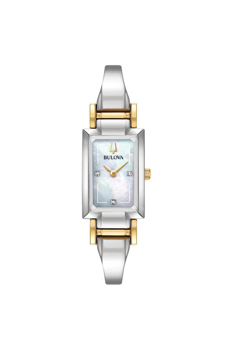 Ladies Classic Two-Tone SS Tank Watch Mother-of-Peral Dial