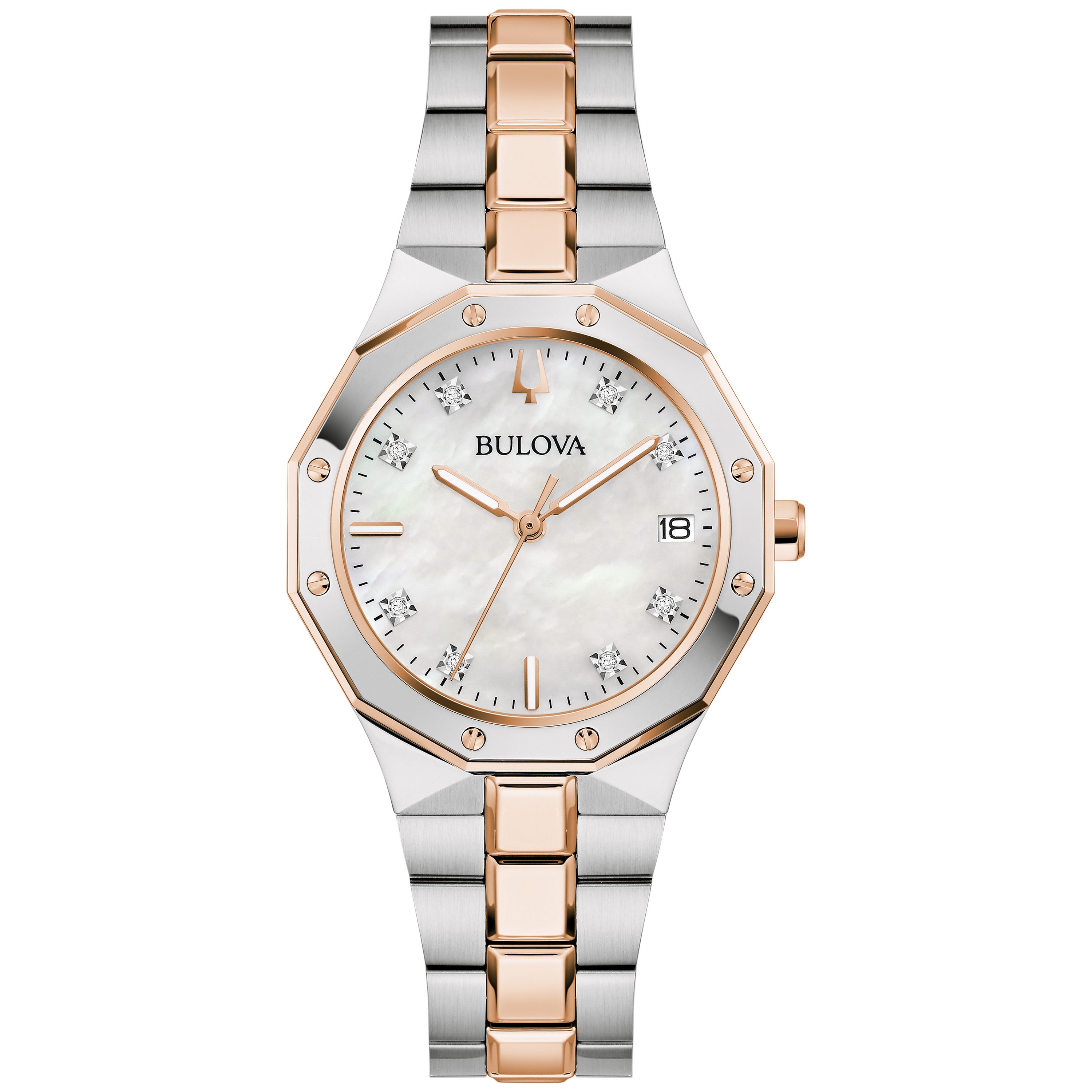 Ladies Prestige Rose Gold & Silver Stainless Steel Watch Mother-of-Pearl Dial