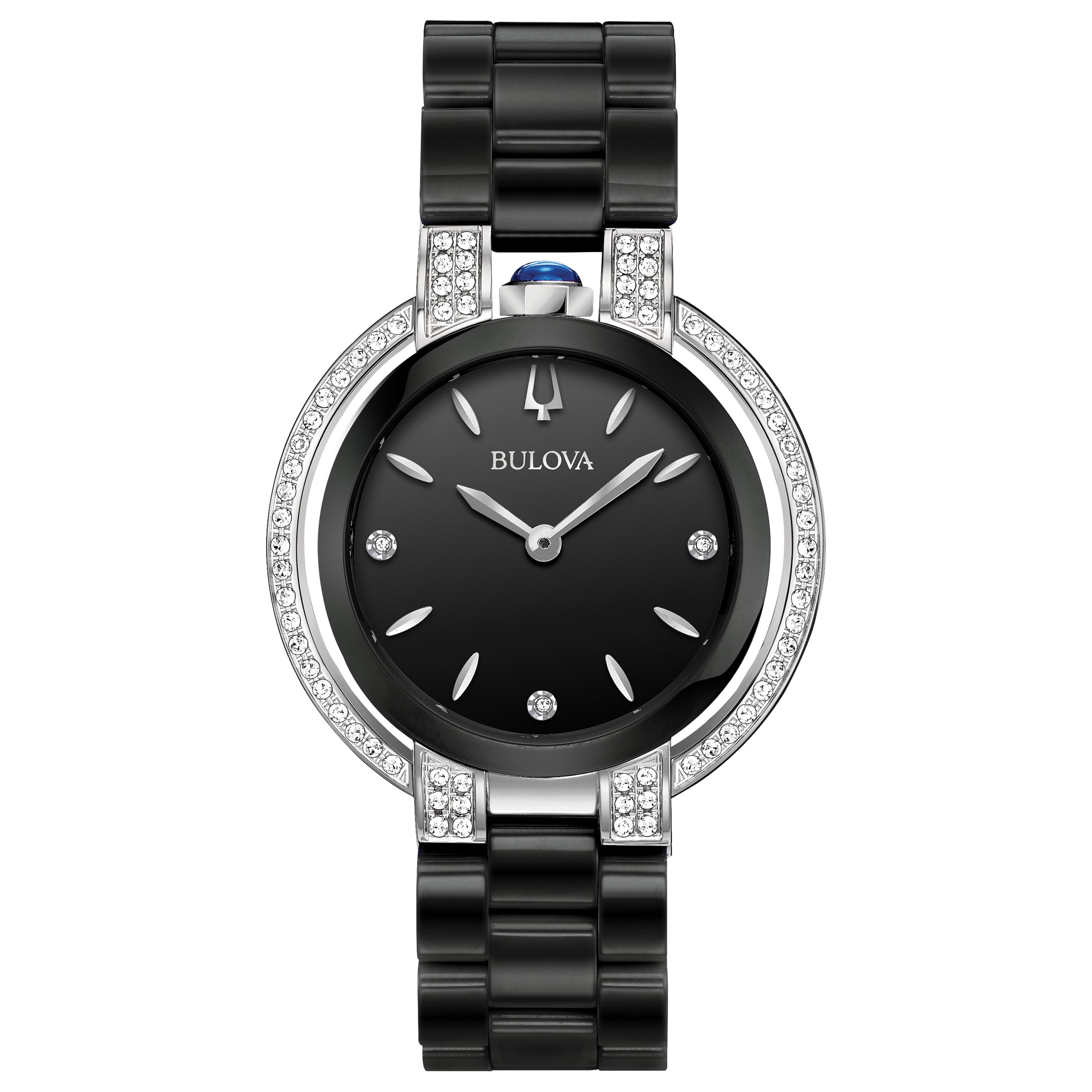 Ladies Rubaiyat Diamond & Black Ceramic Watch Black Dial