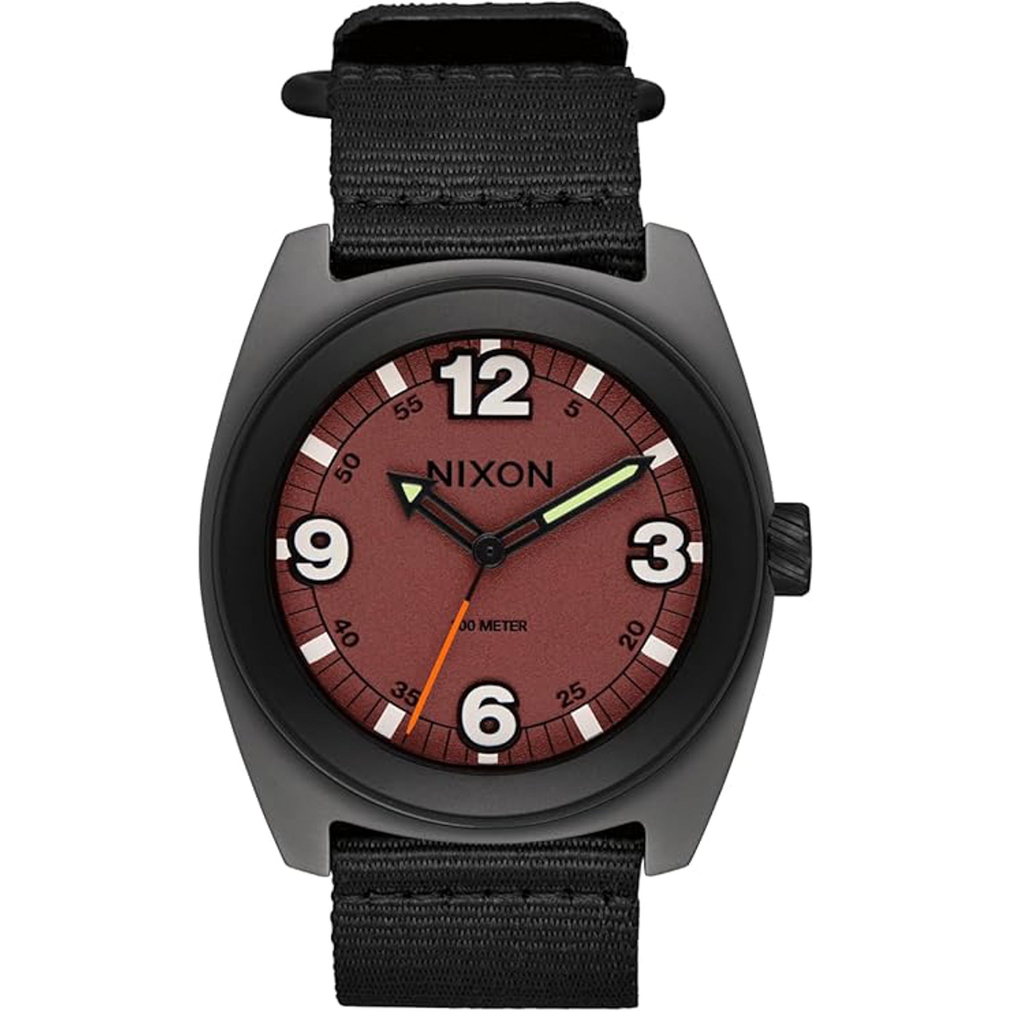 Men's Clutch 42 Black Nylon Strap Watch, Hot Sauce Dial