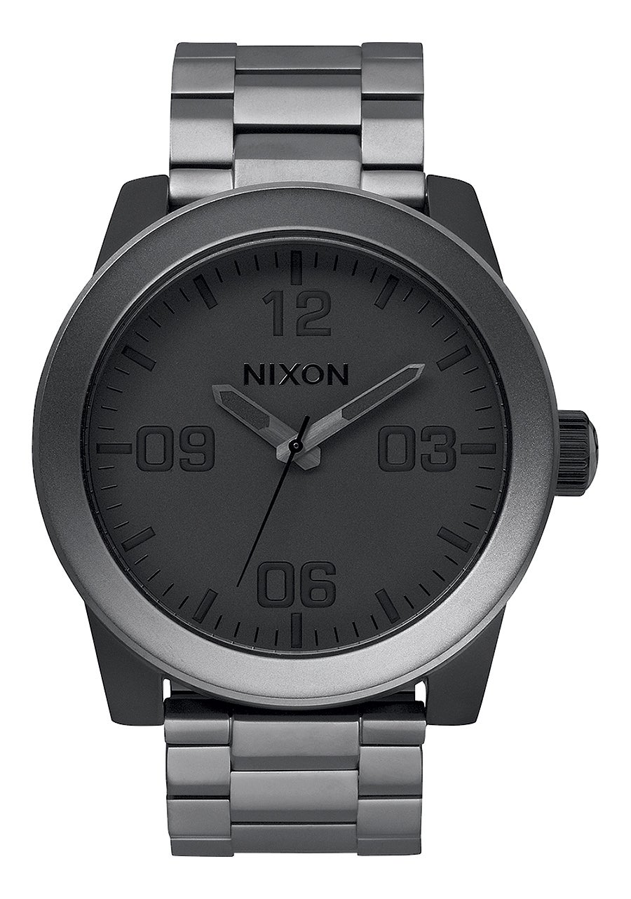 Mens Corporal Stainless Steel Matte Black Watch Gunmetal Dial