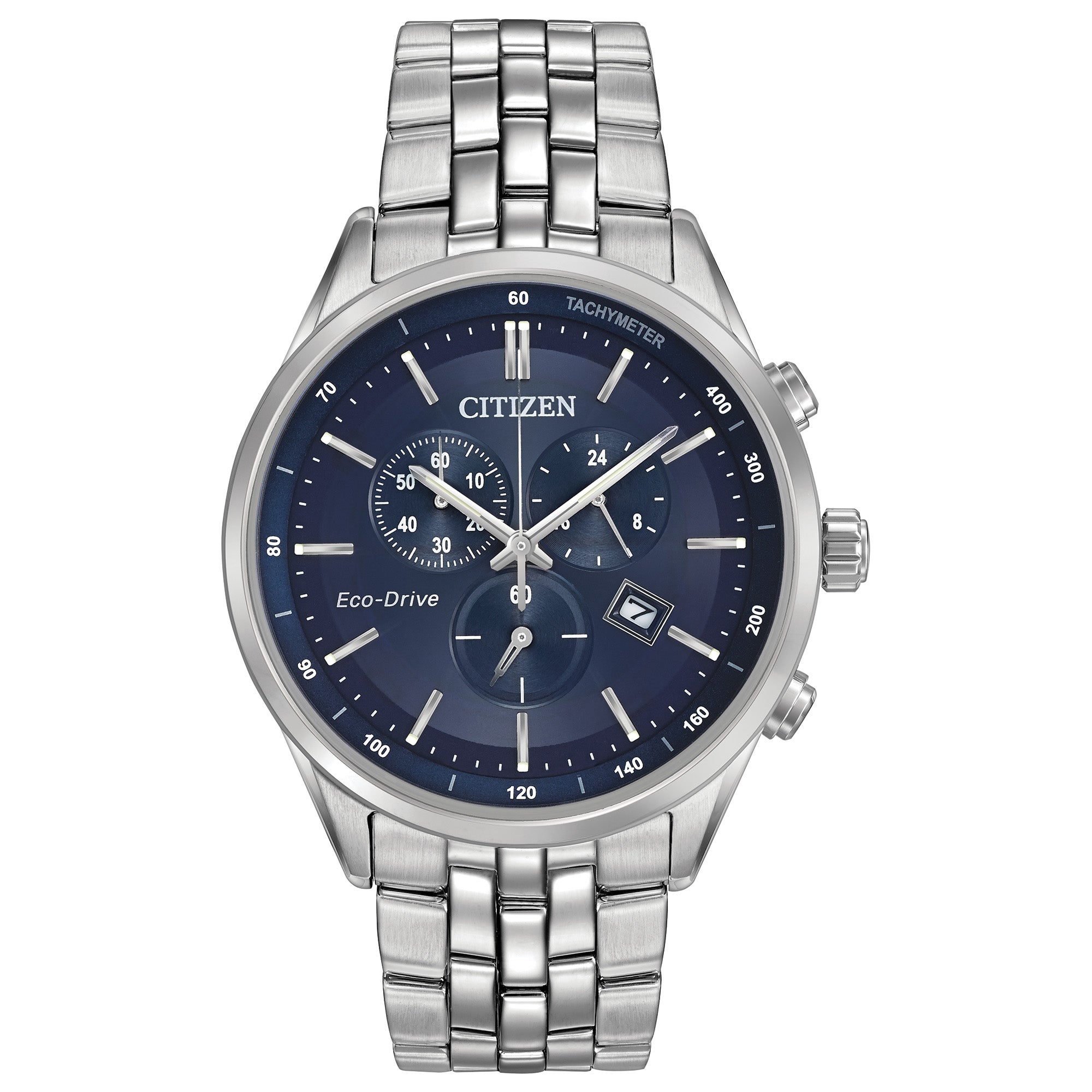 Mens Corso Eco-Driver Silver-Tone Stainless Steel Watch Blue Dial