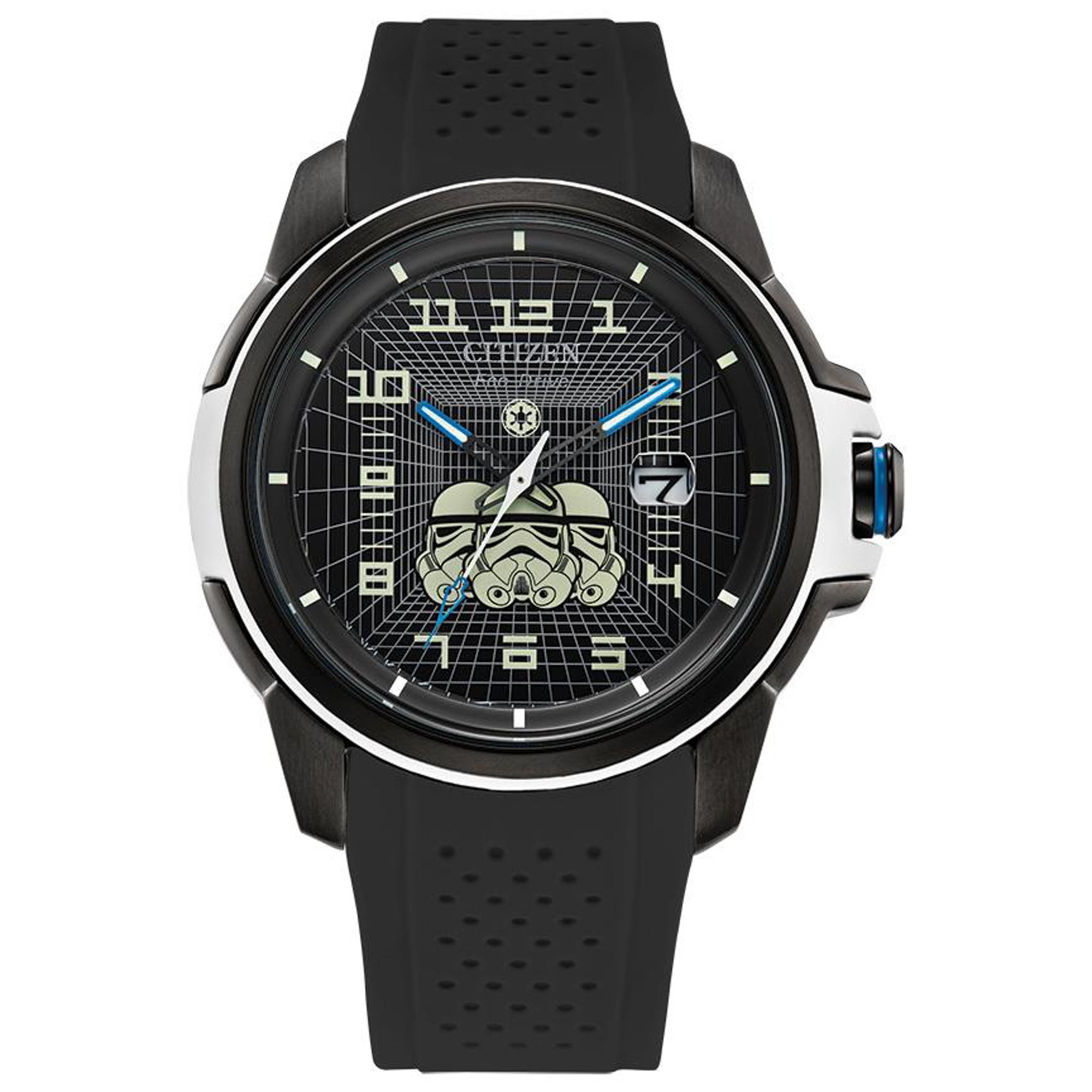 Men's Imperial Stormtrooper Eco-Drive Black Silicone Strap Watch, Black Dial