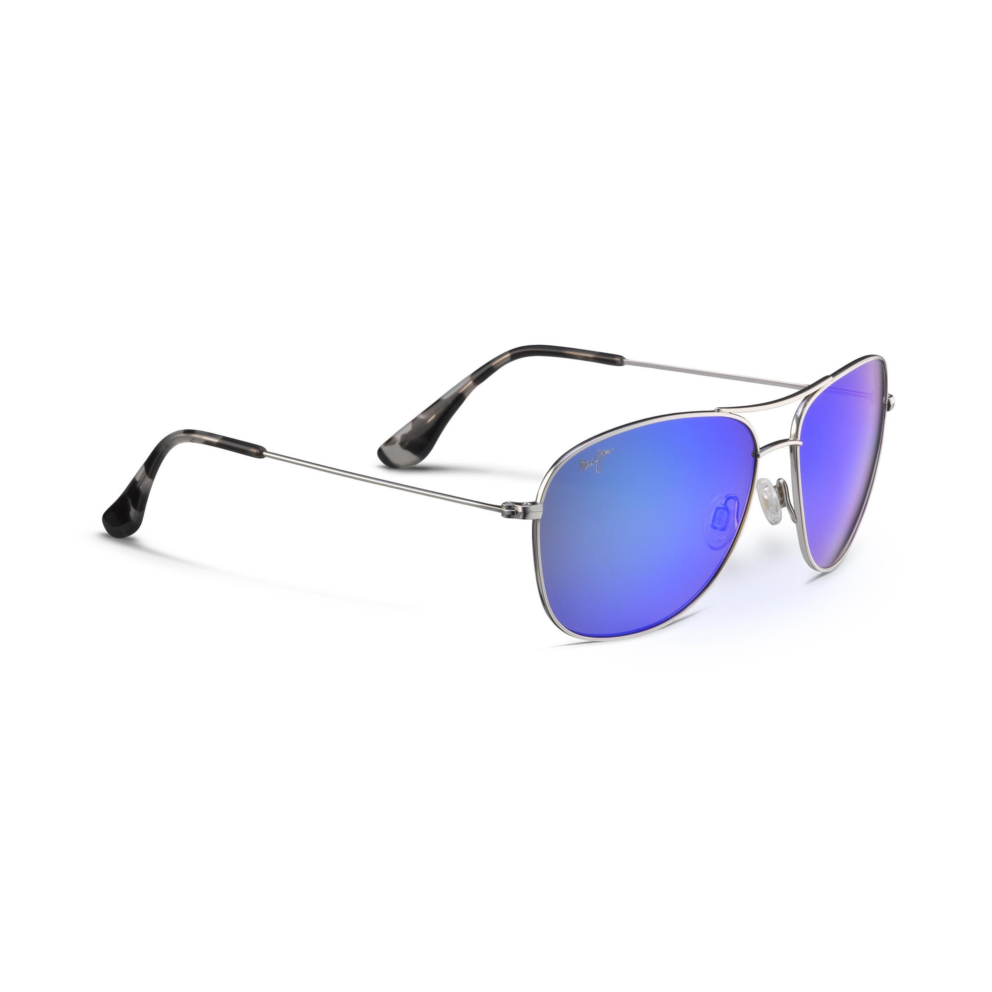 Cliff House Polarized Sunglasses Silver Frame Blue Hawaii Lens