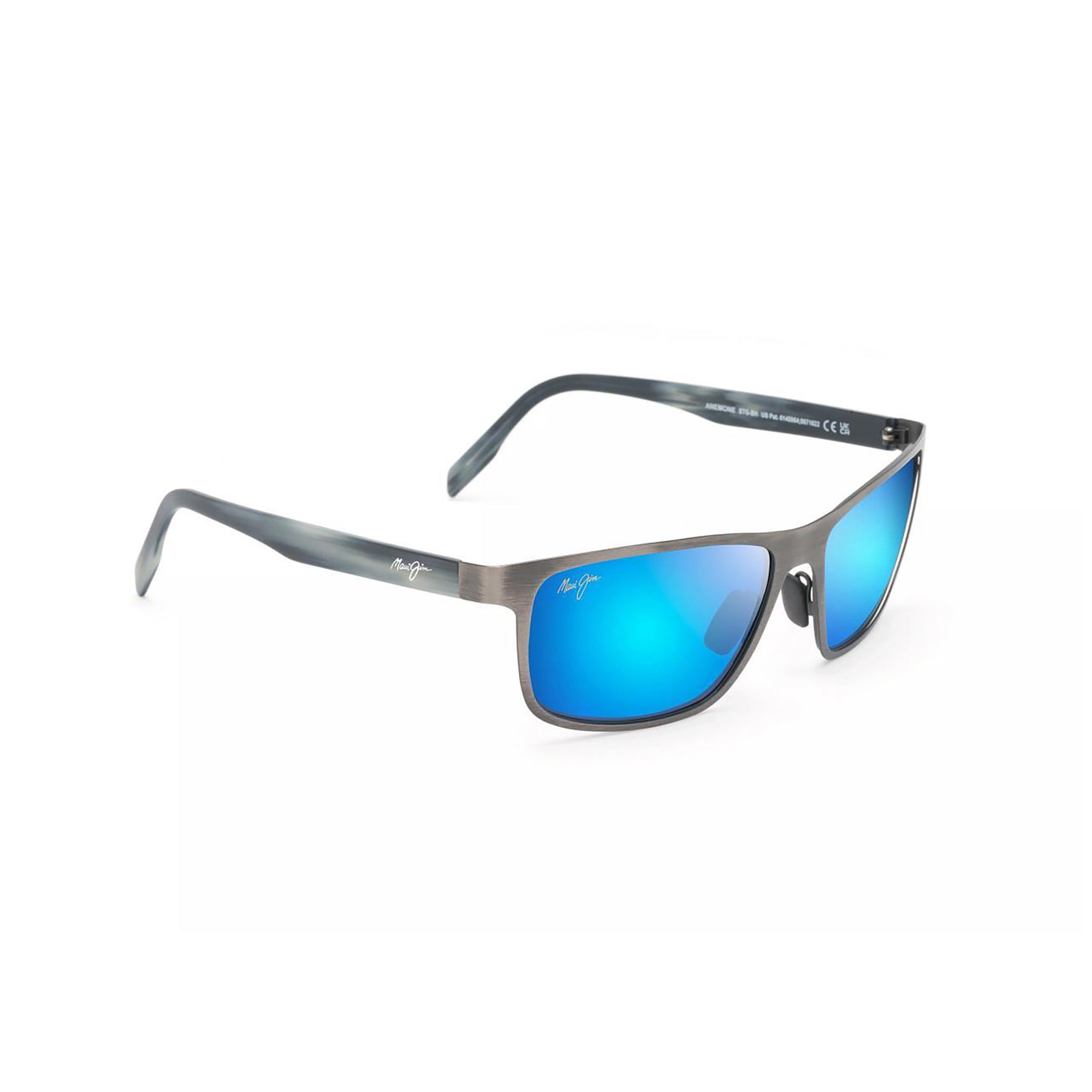 Anemone Polarized Sunglasses Brushed Dark Gunmetal Frame Blue Hawaii Lens