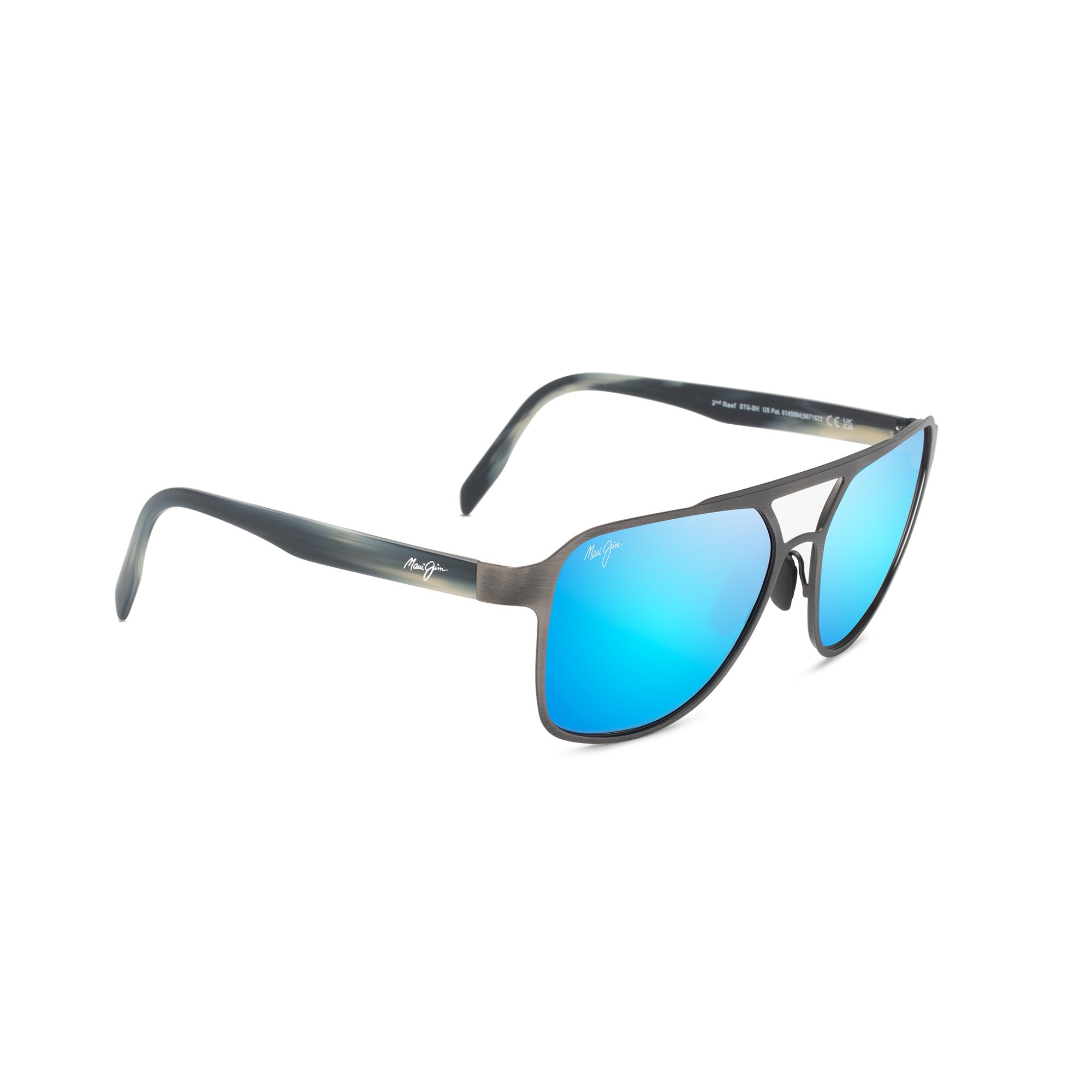 2nd Reef Polarized Sunglasses Dark Gunmetal Frame Blue Hawaii Lens
