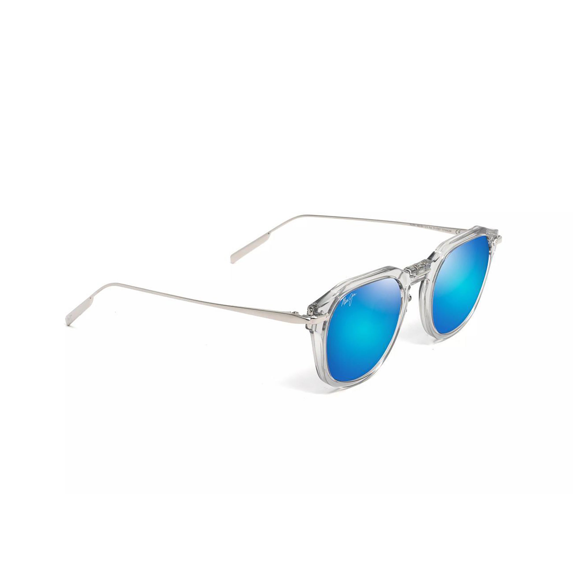Alika Polarized Sunglasses Crystal w/ Silver Frame Blue Hawaii Lens