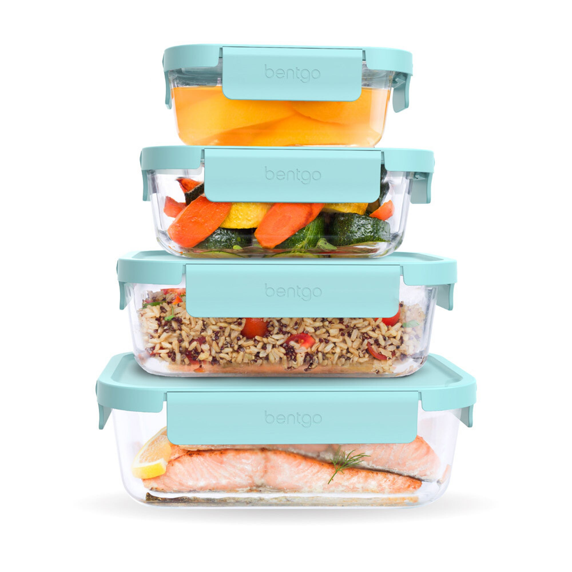 8pc Glass Leakproof Food Storage Set Soft Aqua