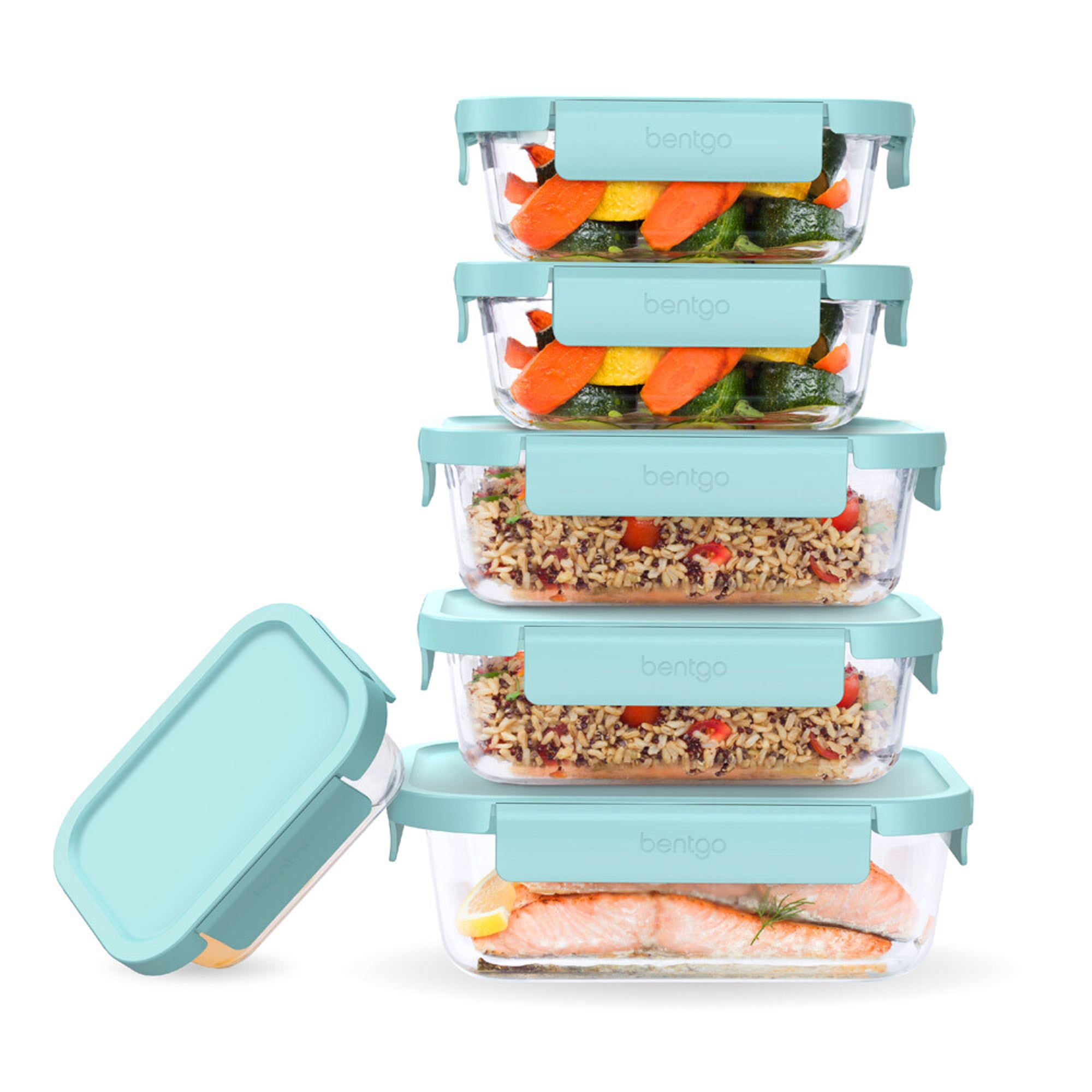 12pc Glass Leakproof Food Storage Set Soft Aqua