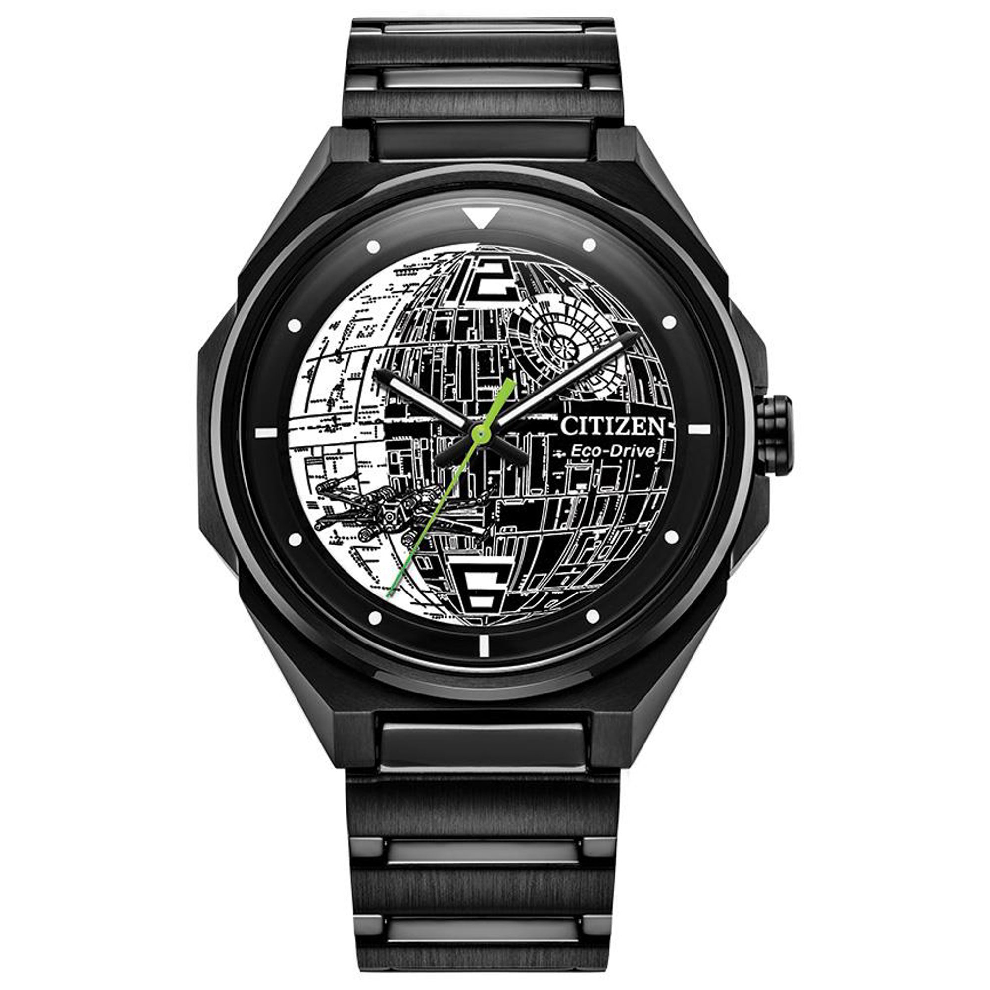 Men's Death Star 2 Eco-Drive Black IP Stainless Steel Watch, Two Tone Dial