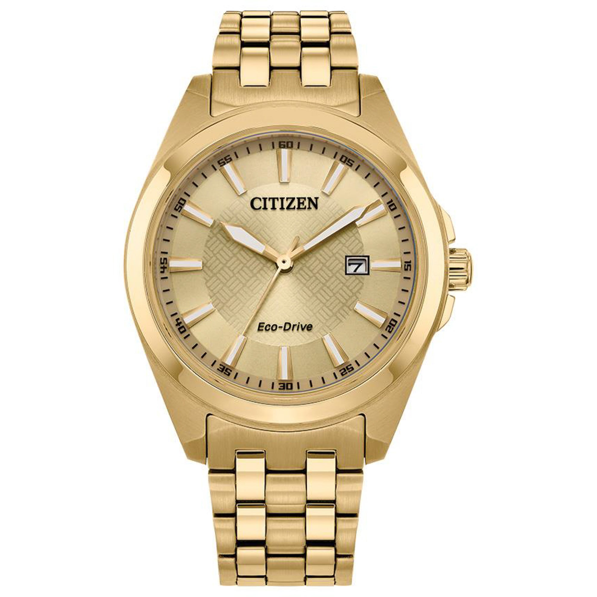 Men's Peyton Eco-Drive Gold-Tone Stainless Steel Watch, Champagne Dial