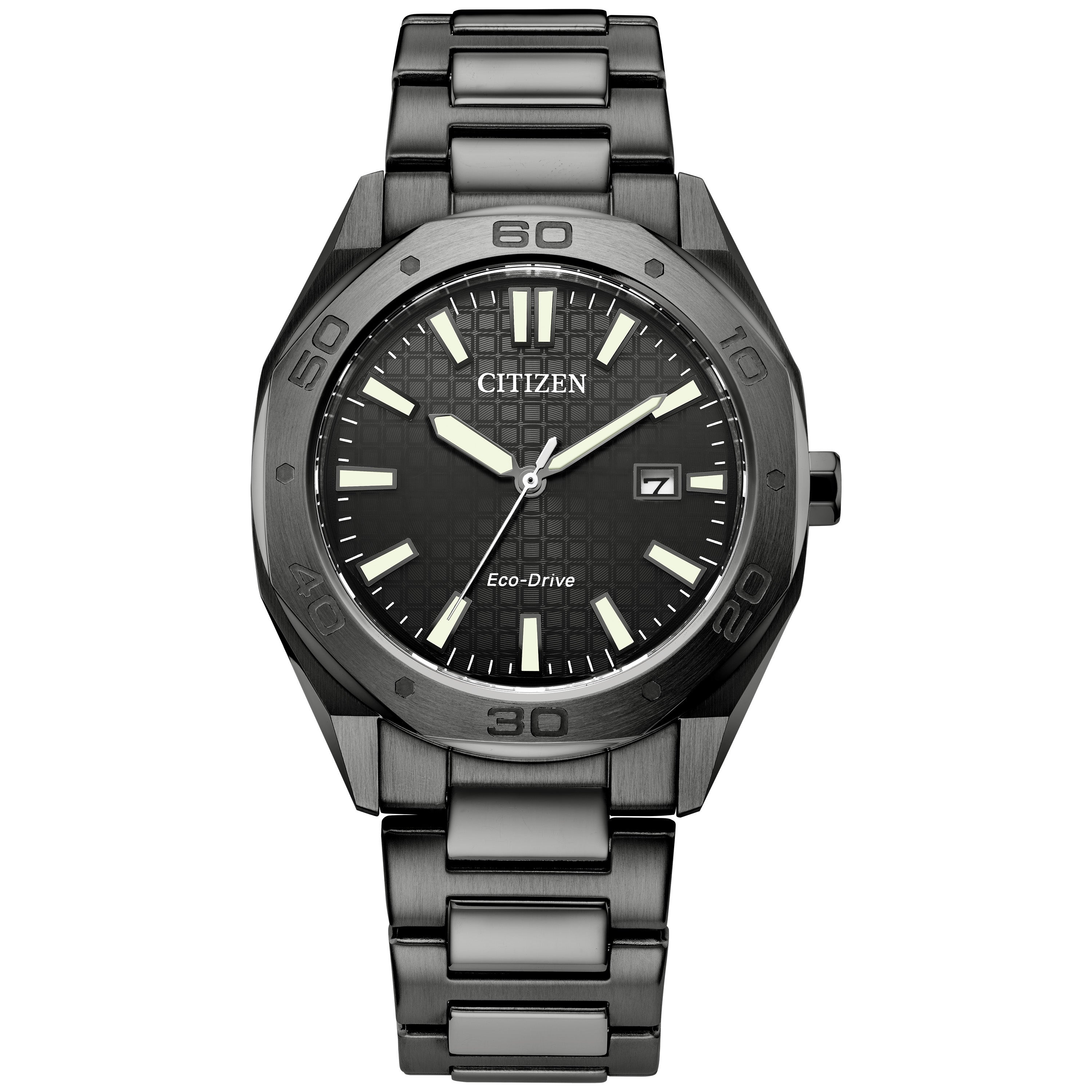 Men's Weekender Sporty Eco-Drive Gray-Tone SS Watch, Gray Dial