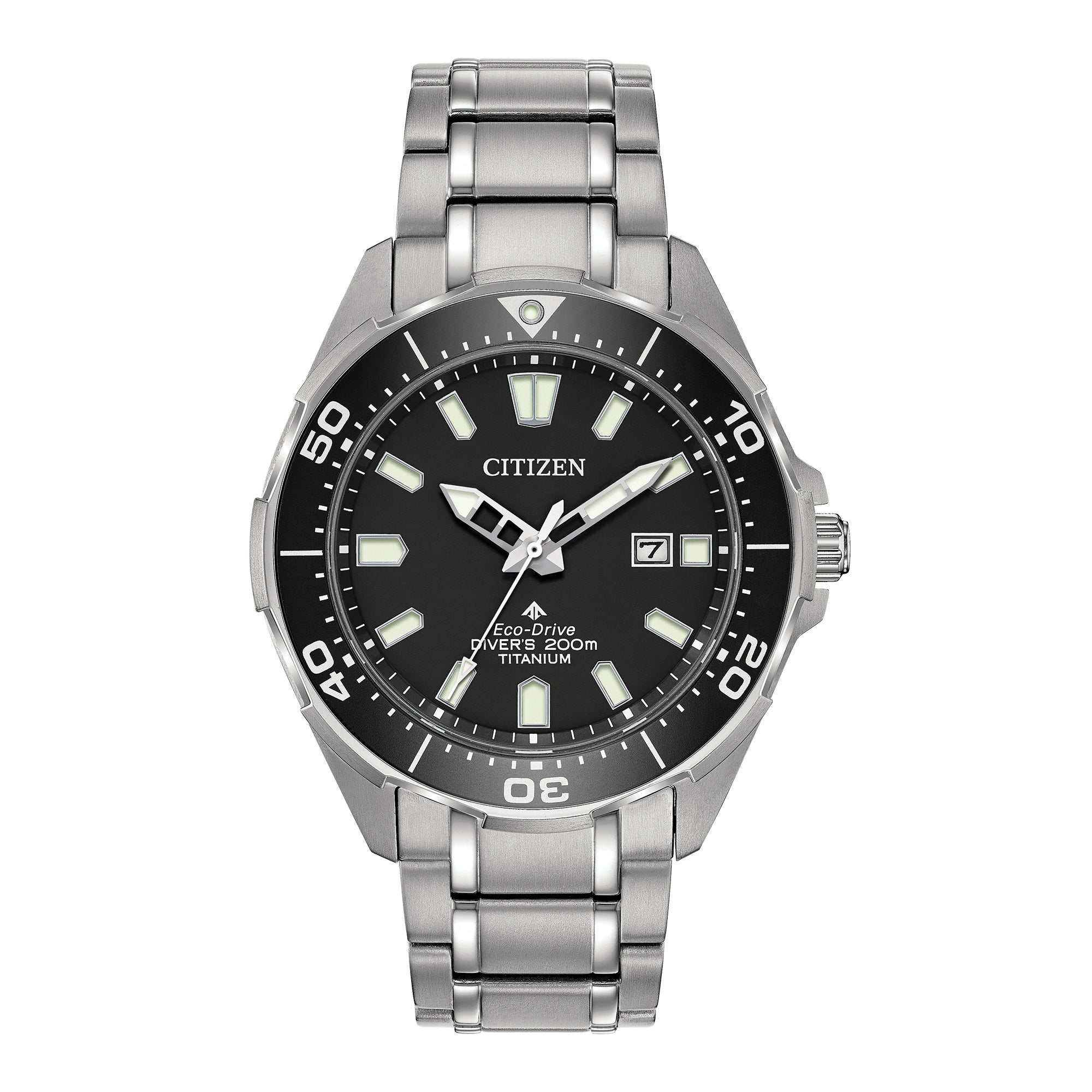 Mens Promaster Dive Eco-Drive Silver-Tone Super Titanium Watch Black Dial