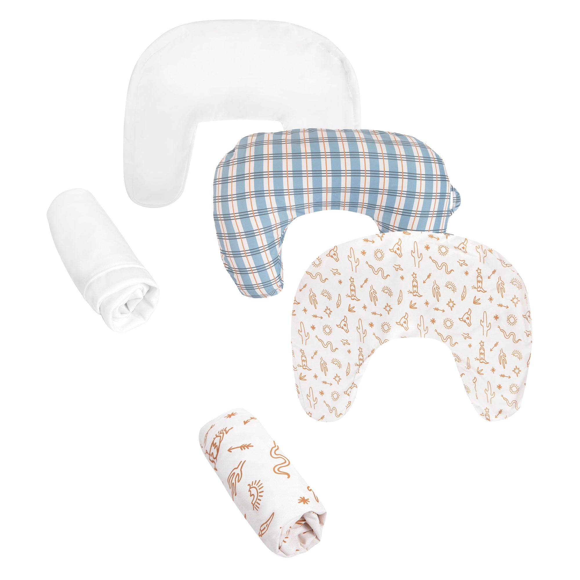 Boppy Nursing Pillow Bundle Blue Retro & Tan