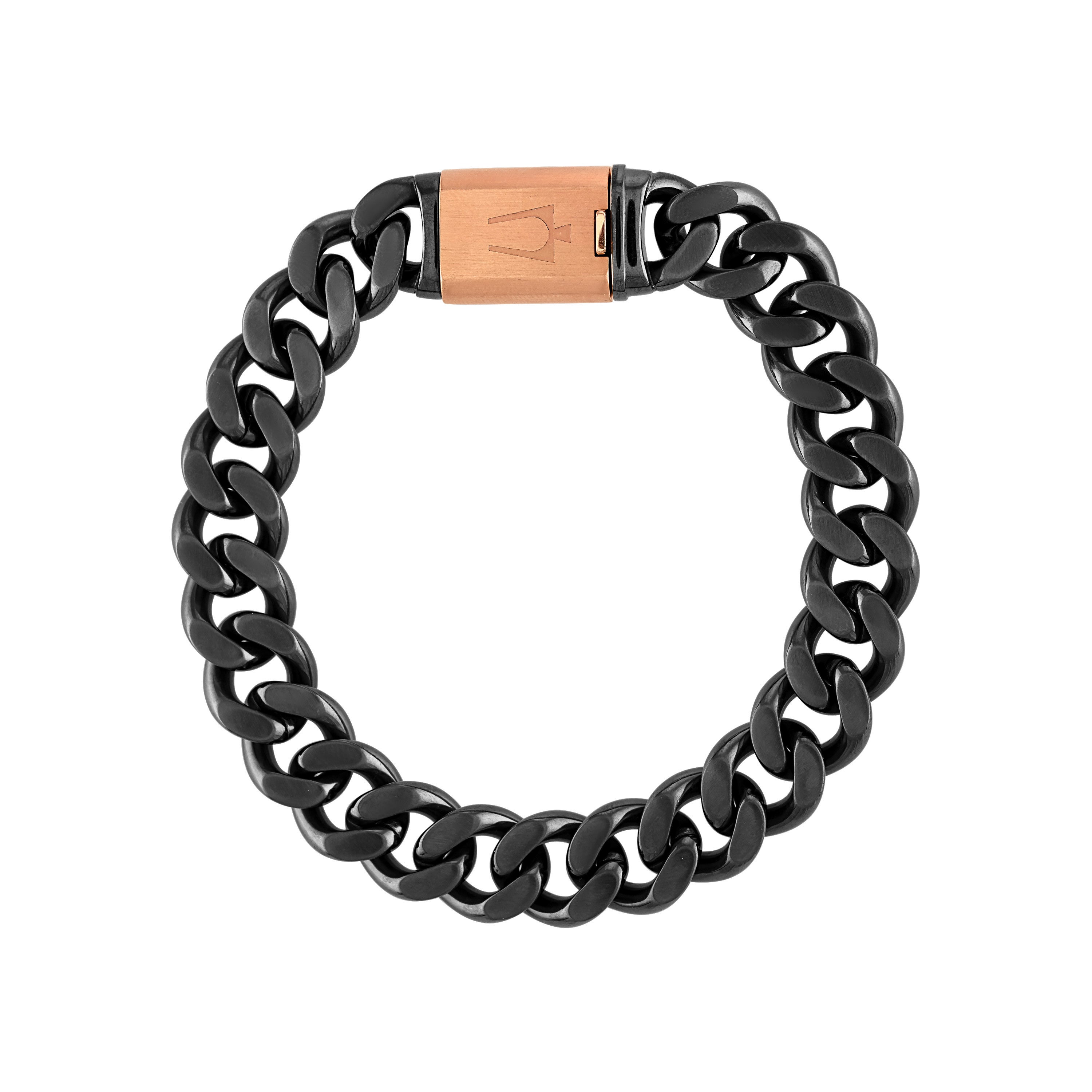 Latin GRAMMY 13mm Gumetal & Rose Gold Stainless Steel Bracelet 8.5"