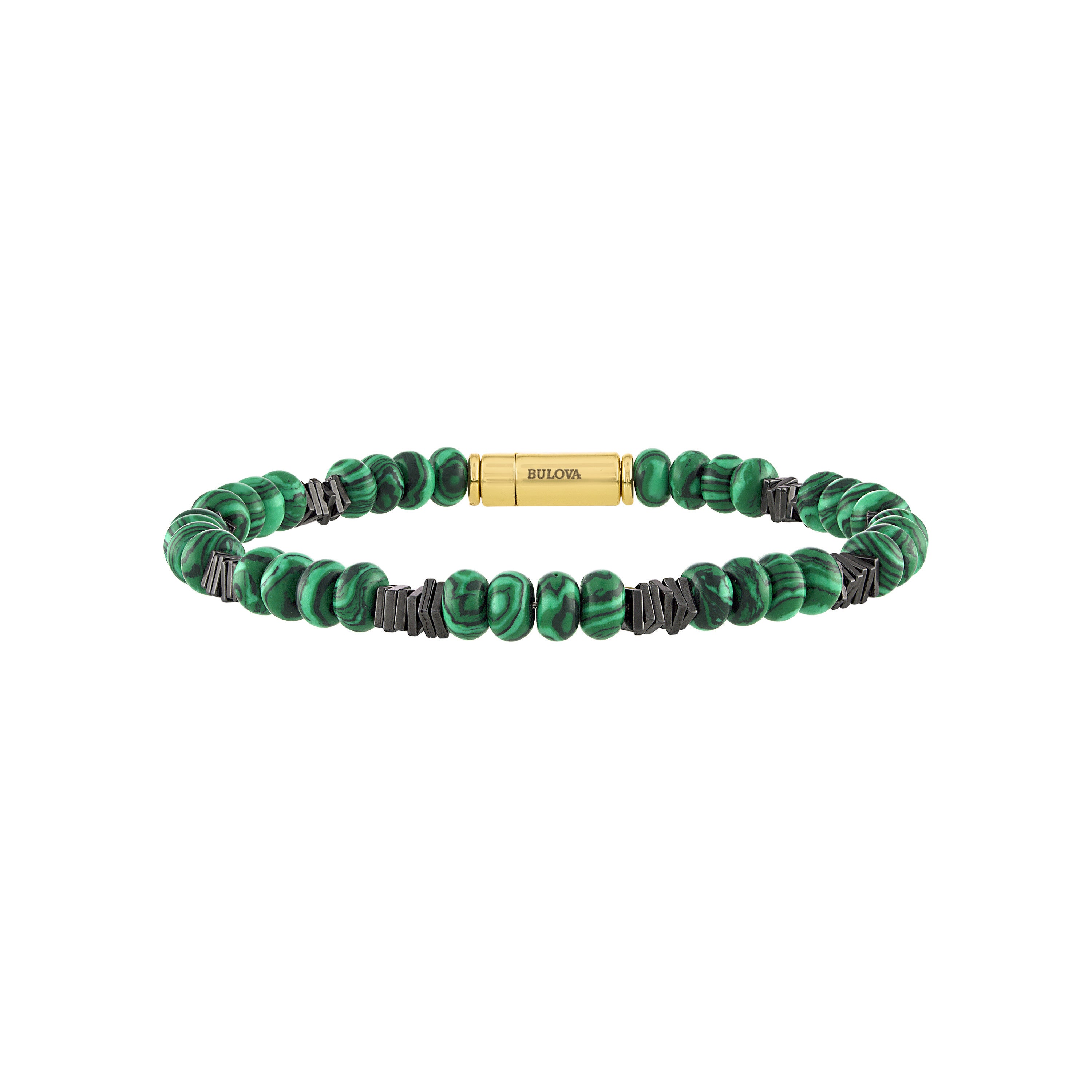 Classic Green Malachite Beaded Bracelet 8.5"