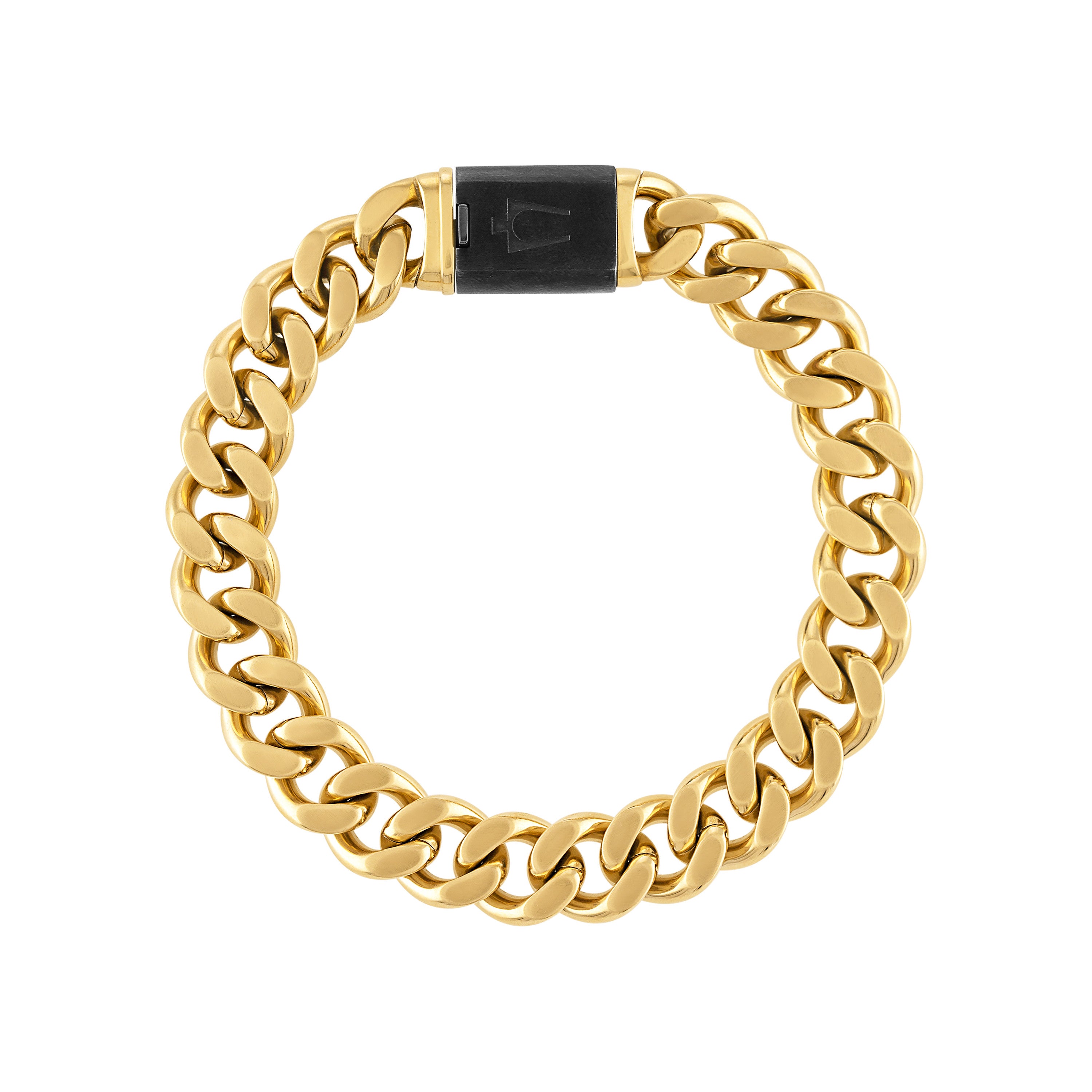 Classic 10mm Curb Gold-Tone Stainless Steel Bracelet 8"