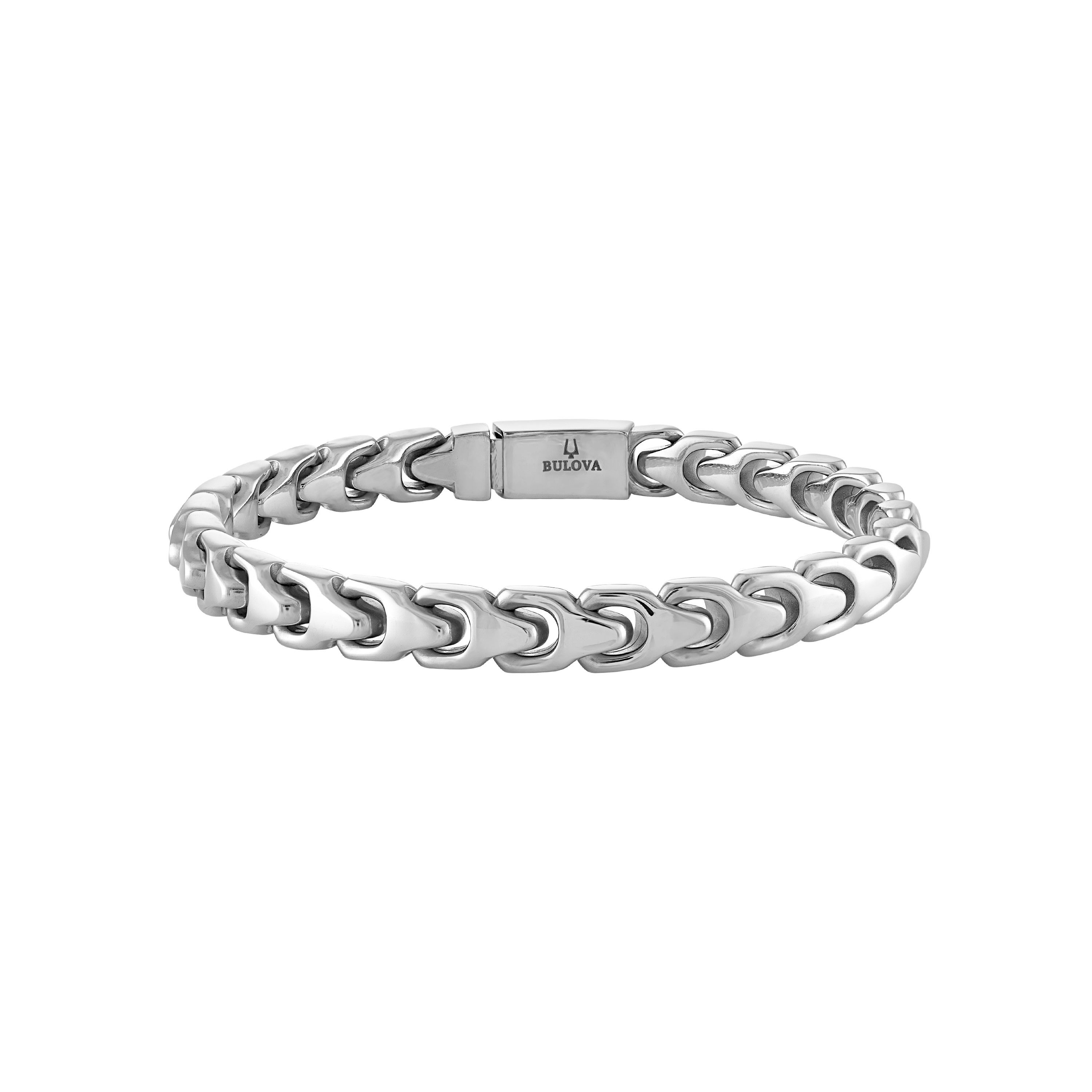 Bulova Link  8mm Silver-Tone Stainless Steel Bracelet 8"