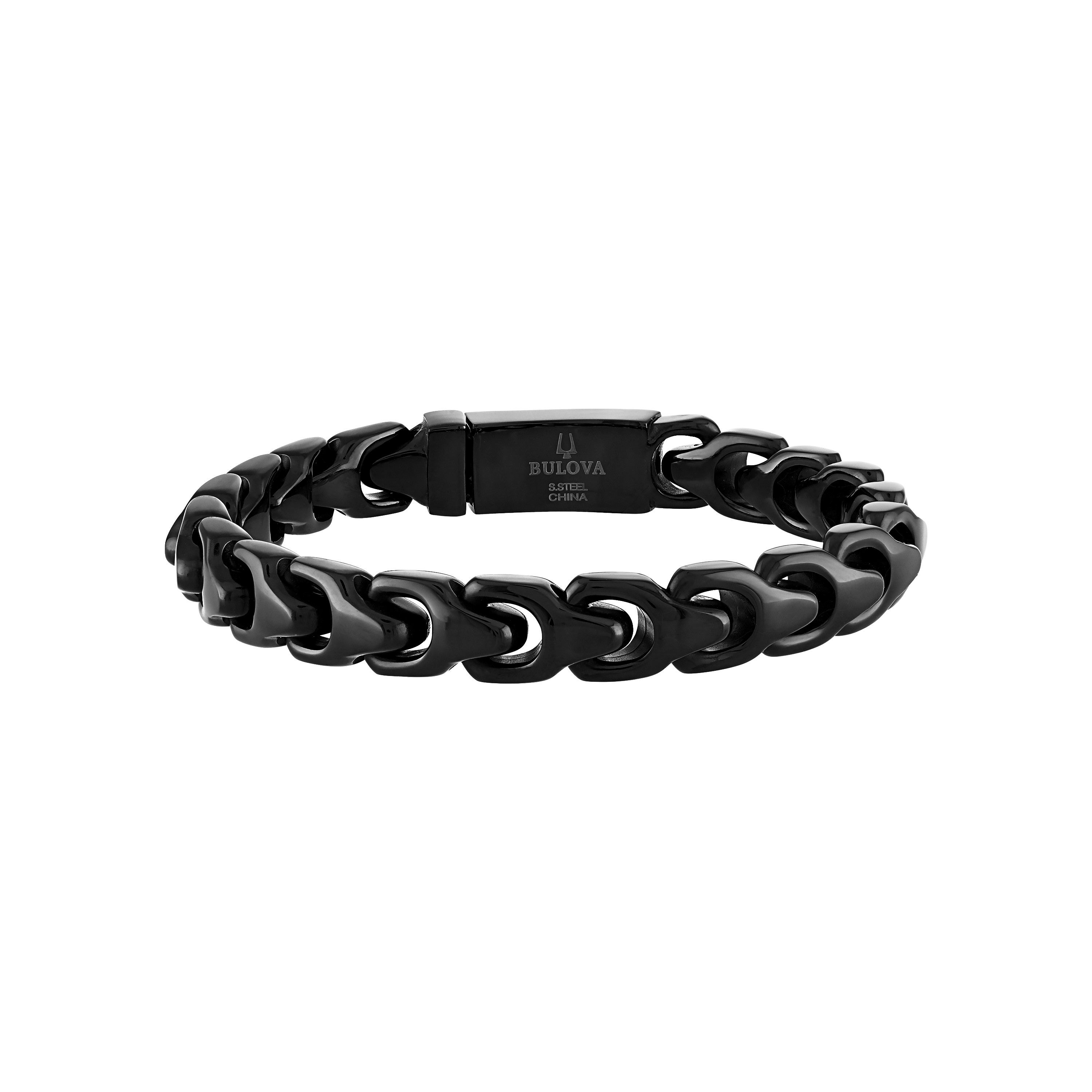Bulova Link 10mm Black Stainless Steel Bracelet 8.5"