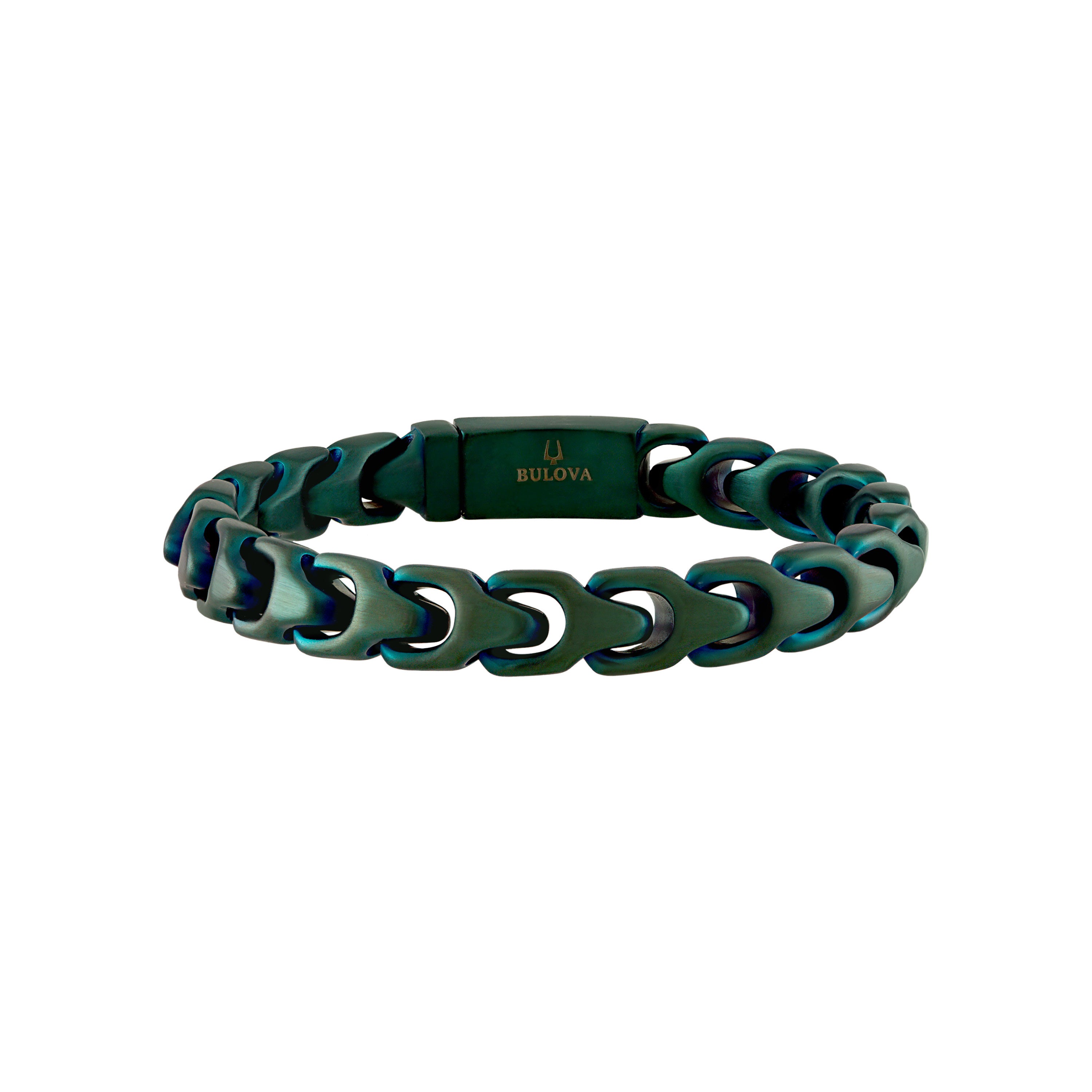 Bulova Link 8mm Forest Green Stainless Steel Bracelet 8.5"