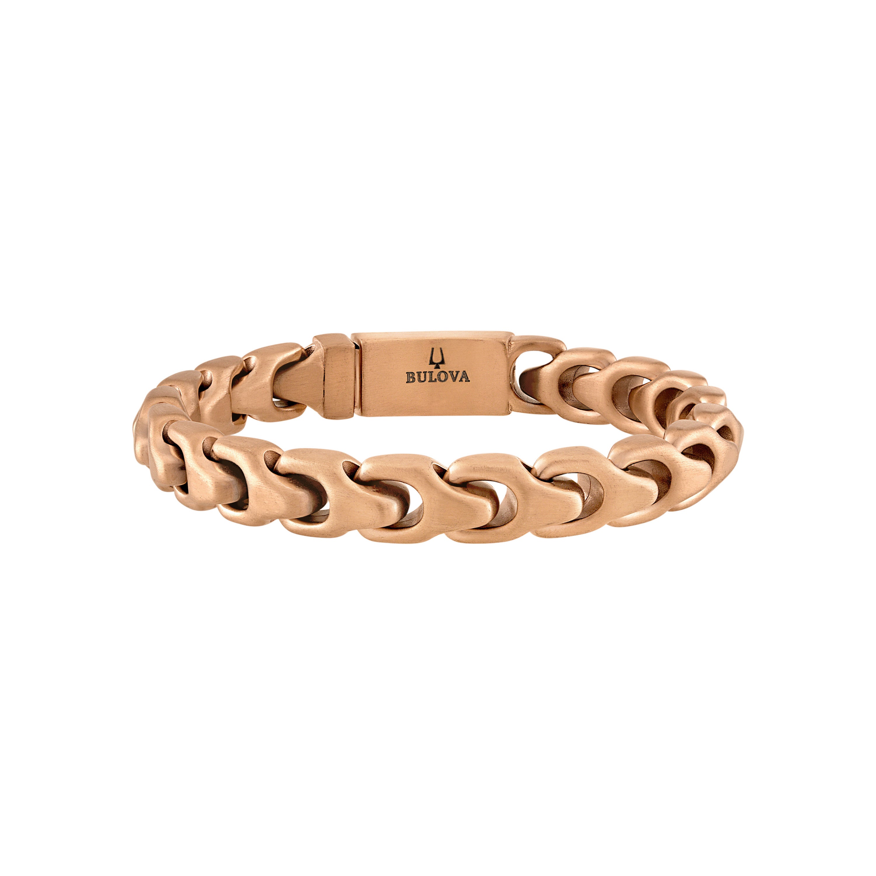 Bulova Link 8mm Rose-Tone Satin Finish Stainless Steel Bracelet 8.5"
