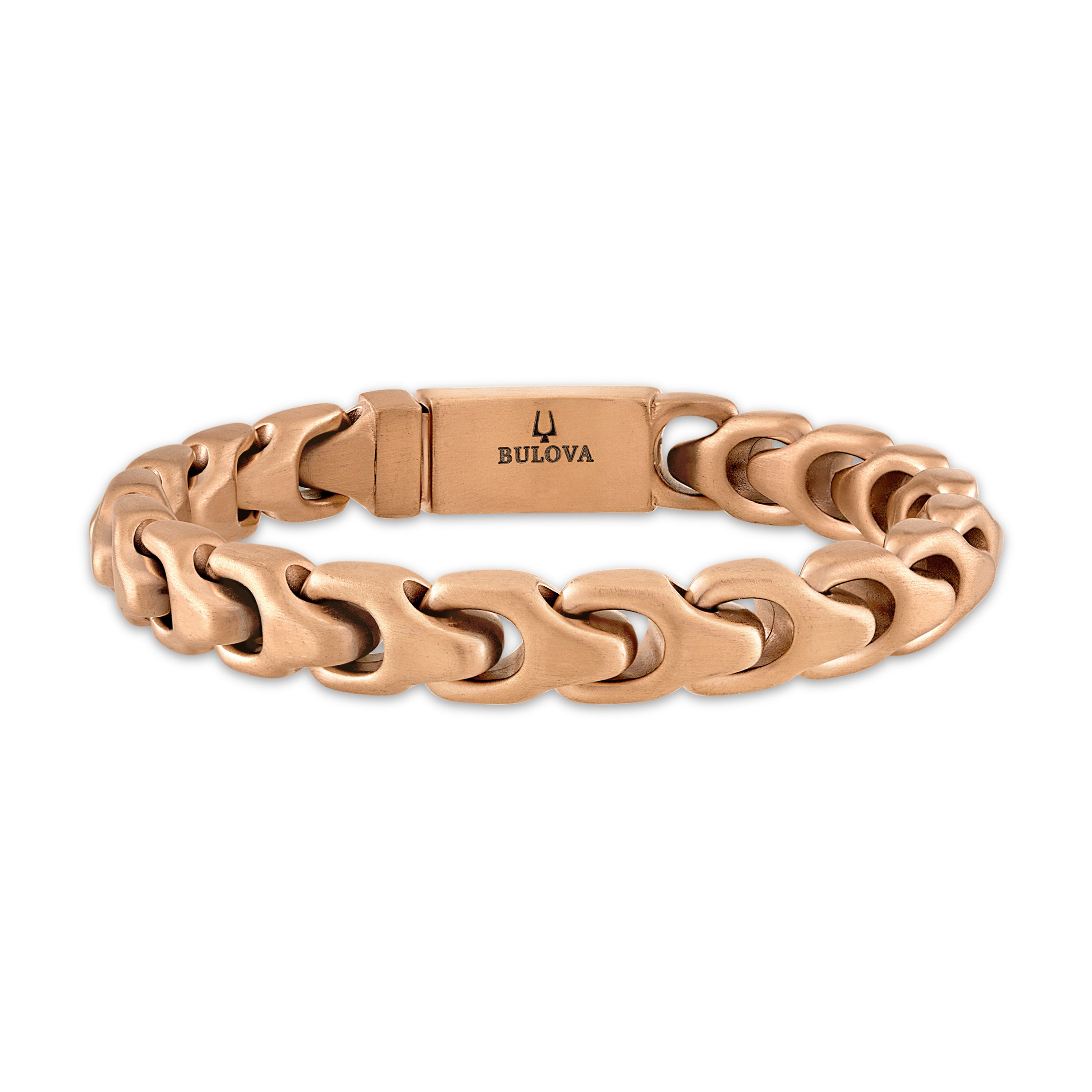 Bulova Link 8mm Polished Rose-Tone Stainless Steel Bracelet 7.25"