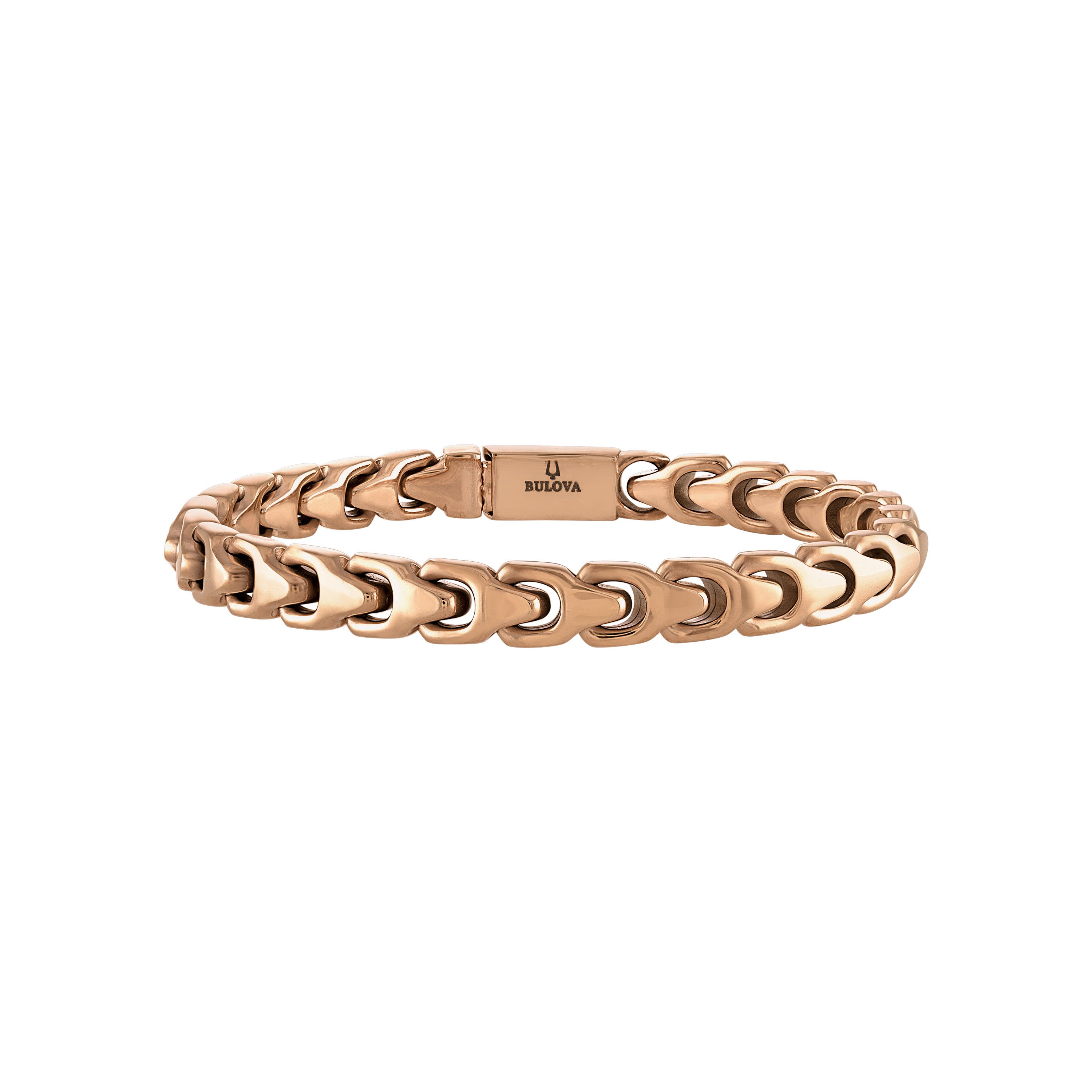 Bulova Link 8mm Polished Rose-Tone Stainless Steel Bracelet 8"