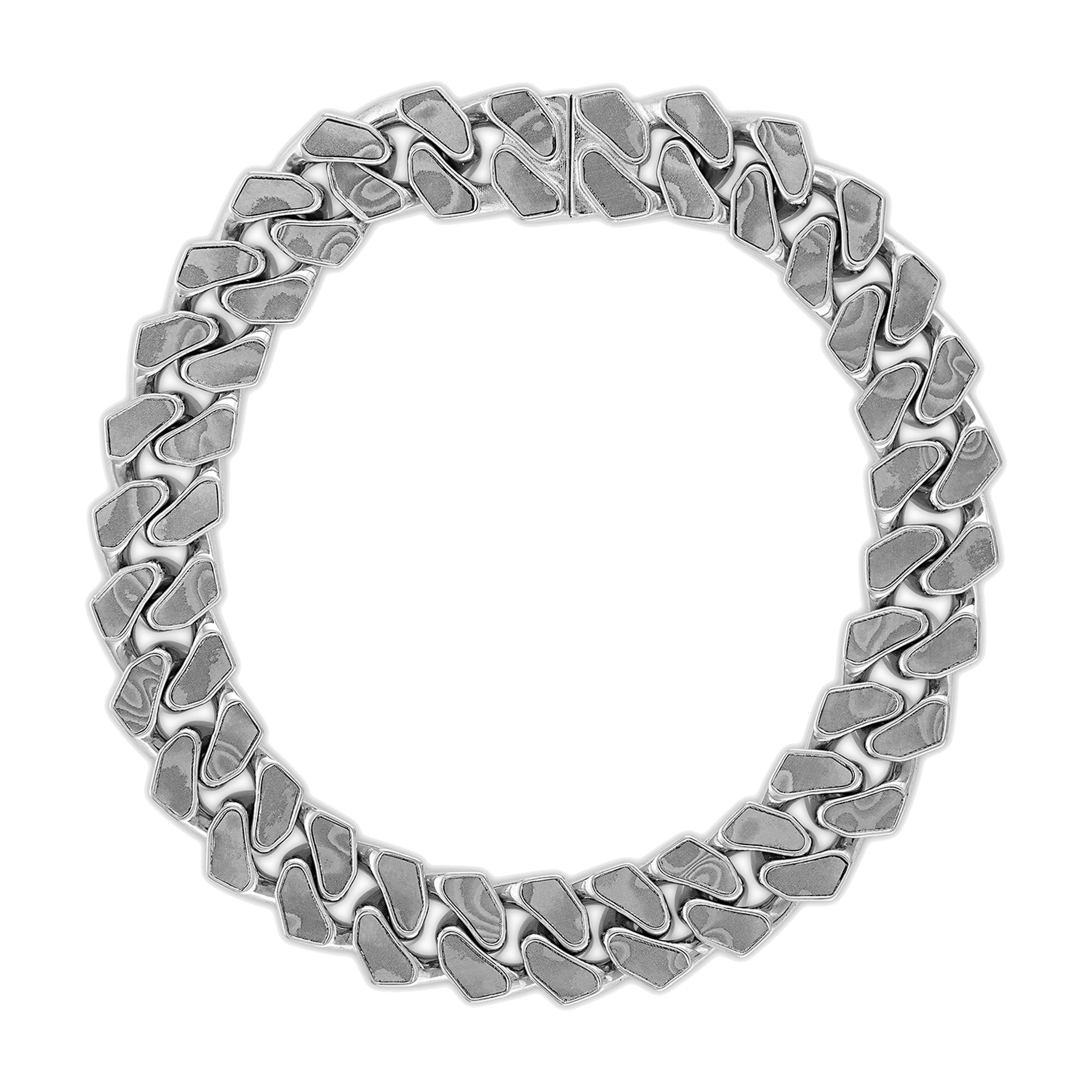 Marc Anthony Sterling Silver & Damascus Steel Curb Bracelet 8.5"