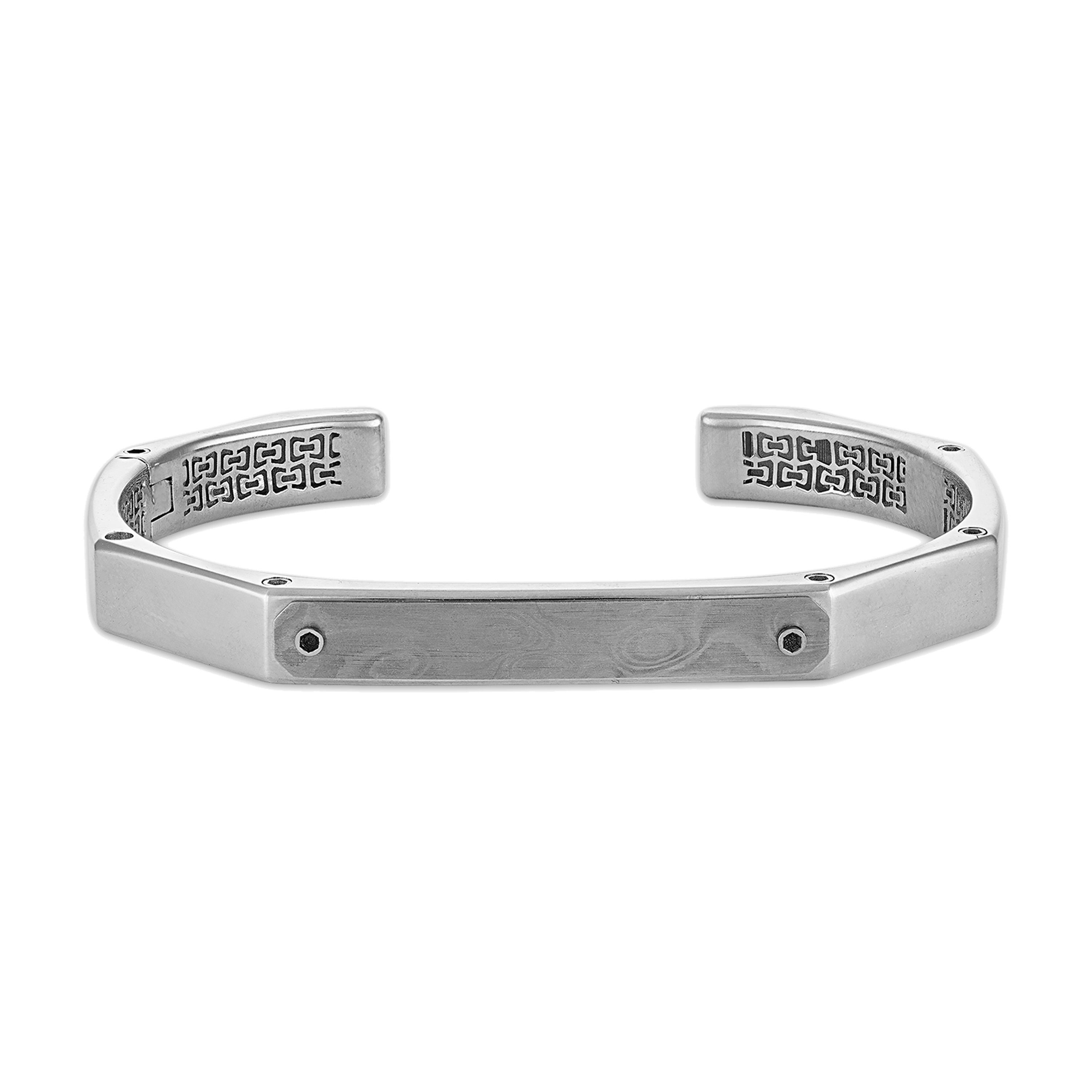 Marc Anthony Sterling Silver & Damascus Steel Cuff Icon Bracelet 8.5"