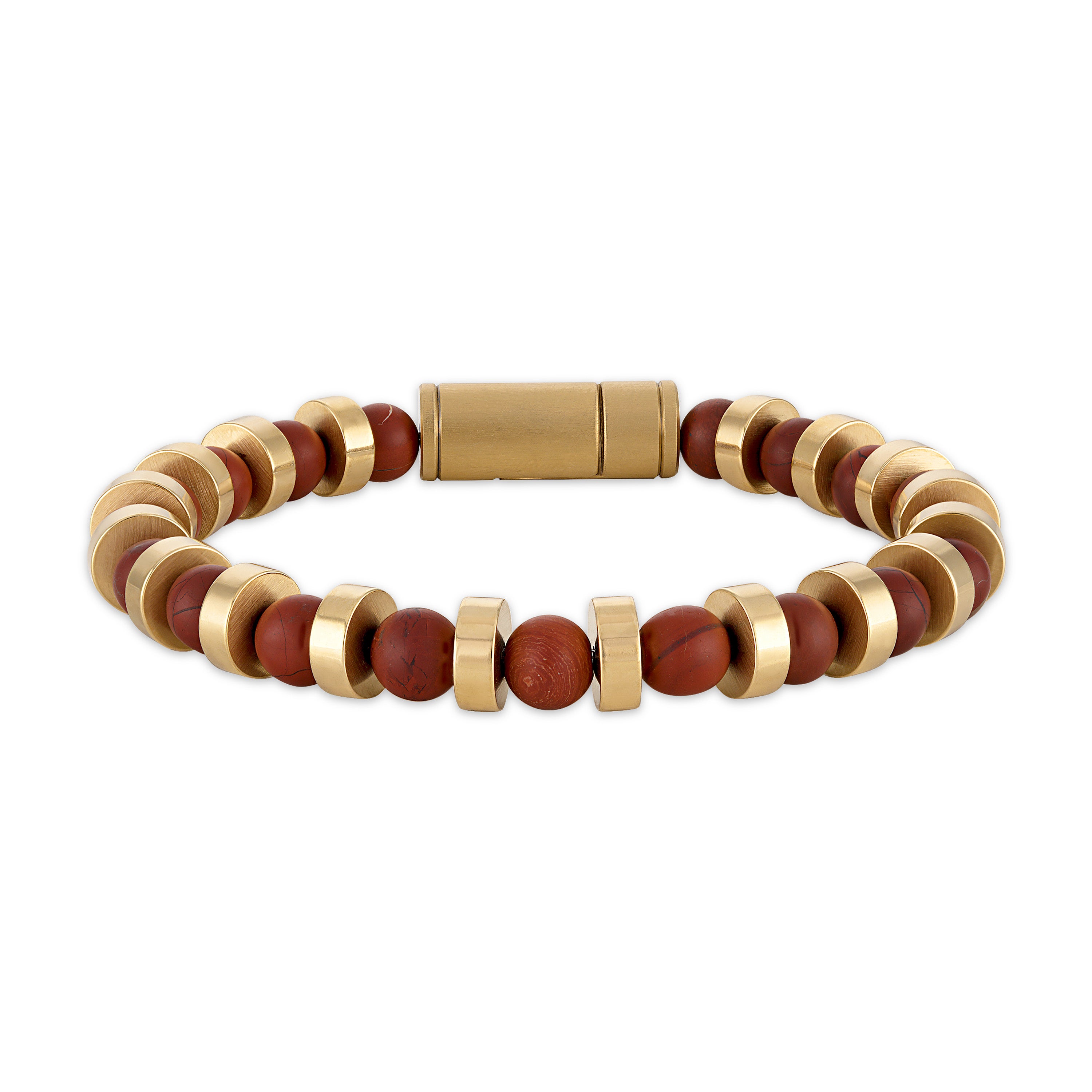 Marine Star Gold-Tone Stainless Steel & Red Jasper Beaded Bracelet 8"